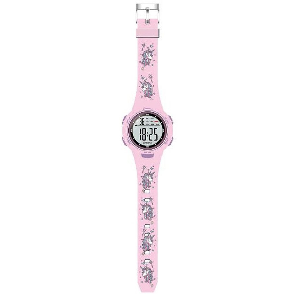 K&L Wall Art Digitaluhr Rosa Kinder Armbanduhr Einhorn Silikonuhr für Mädchen, Licht, Wecker, Wochentag, Stoppuhr, Silikonarmband, 3ATM