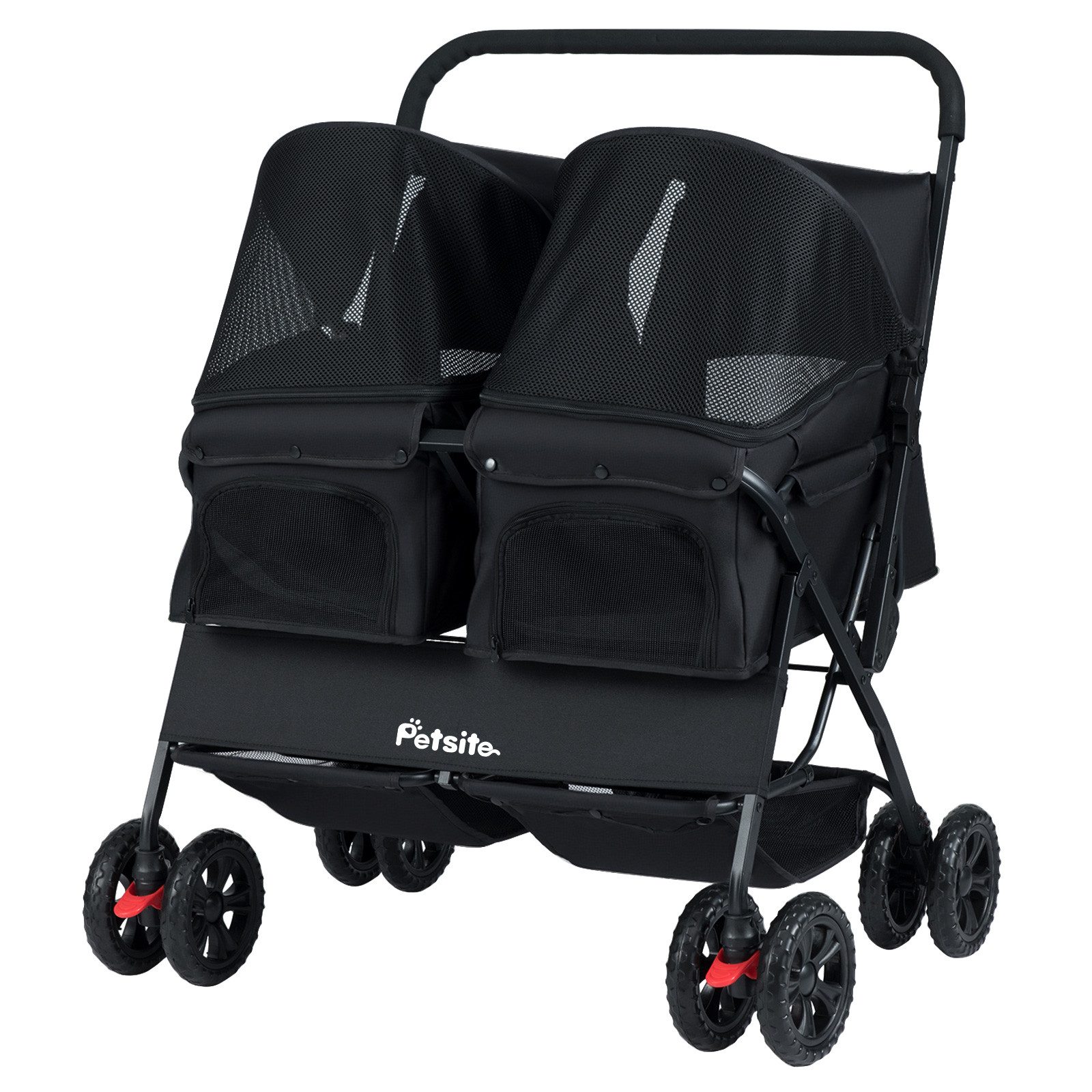 COSTWAY Hundebuggy, (1-tlg), 2-Sitzer Hundewagen, mit Sonnenschutz, Sicherheitsgurt, faltbar