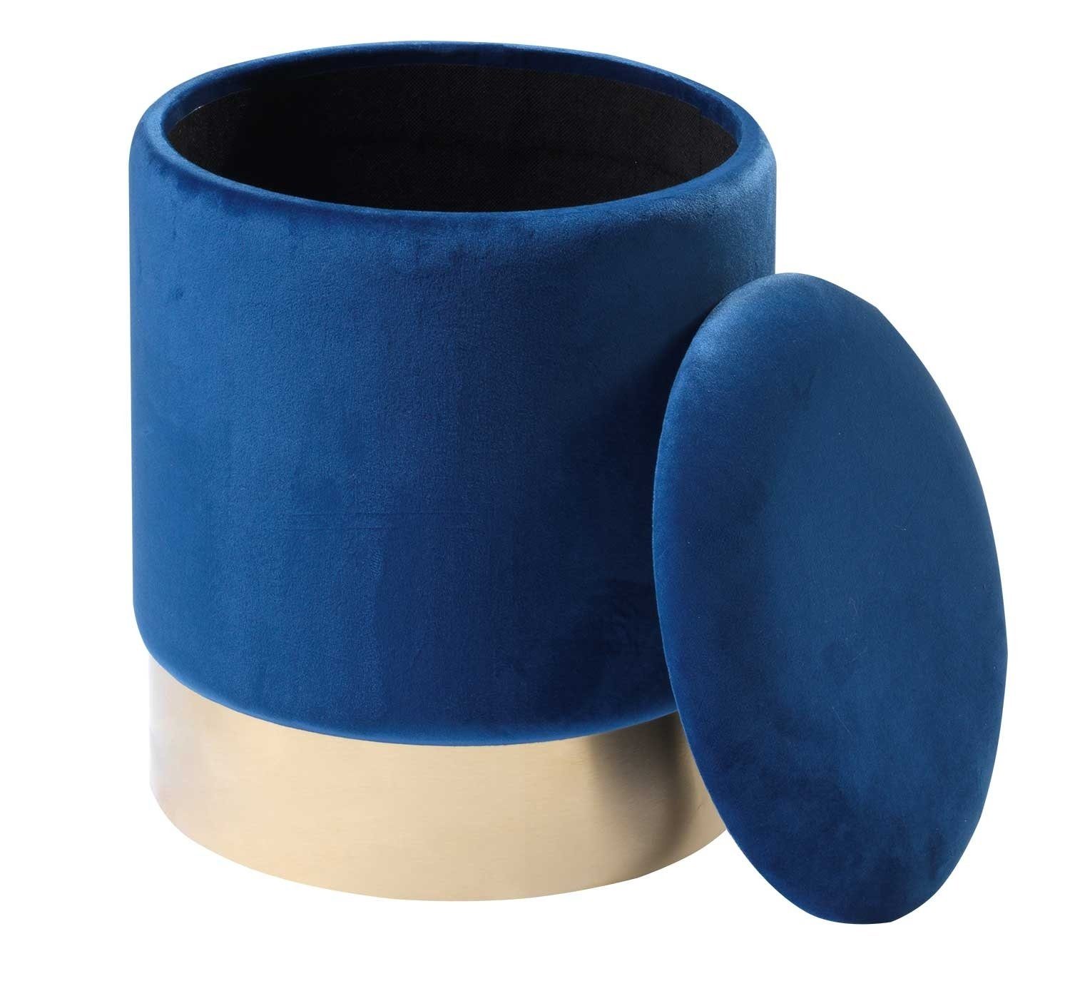 Home4You Sitzhocker, Ø 31 cm, Dunkelblau, günstig online kaufen
