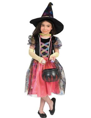 Funny Fashion Hexen-Kostüm Hexen Kostüm "Summer" für Mädchen - Schwarz Pink, Glitzerndes Kinderkostüm Witch Halloween