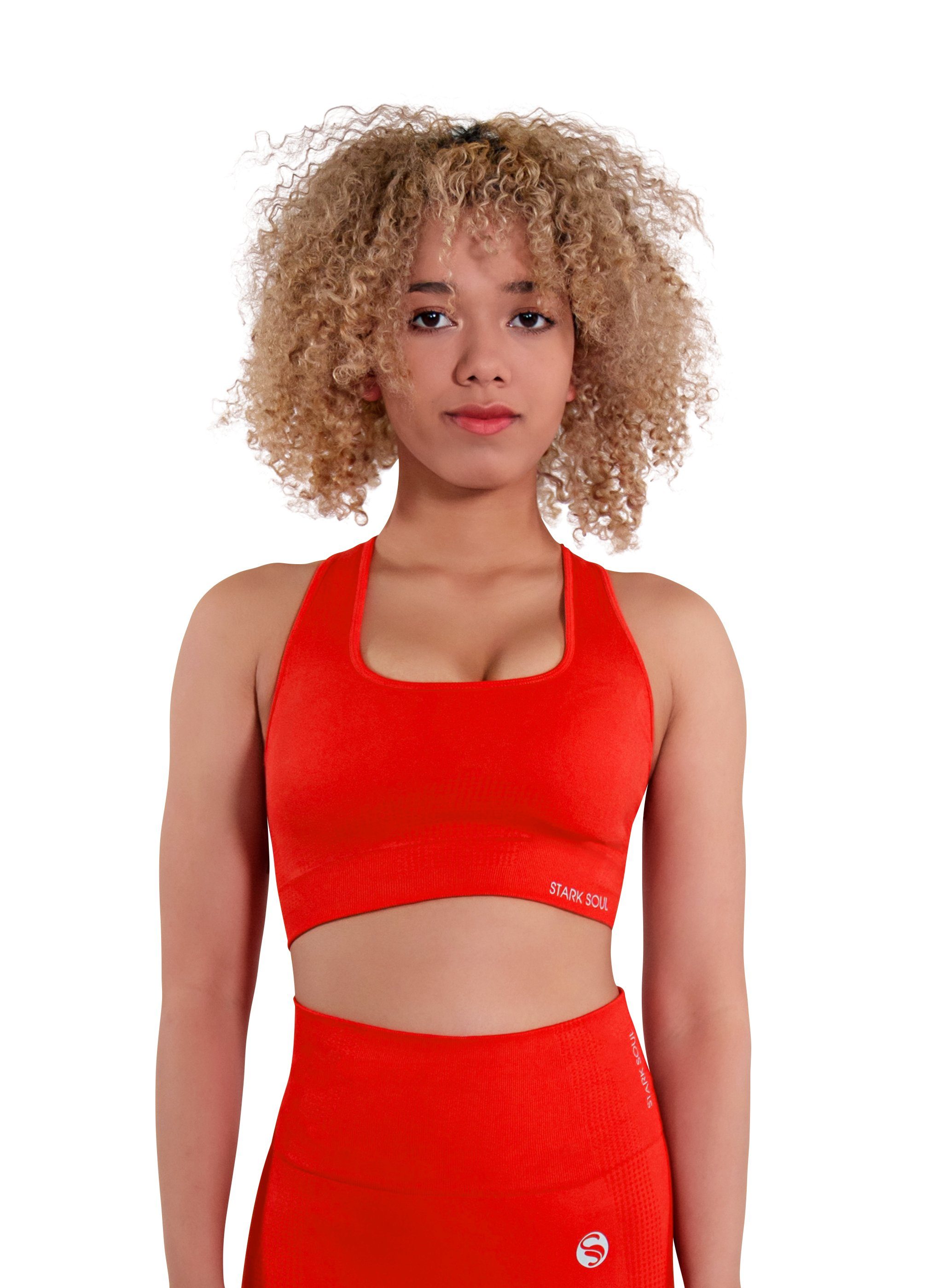 Stark Soul® Sporttop Rot "reflect" Racerback, herausnehmbare Cups Sport BH Sport Bra 