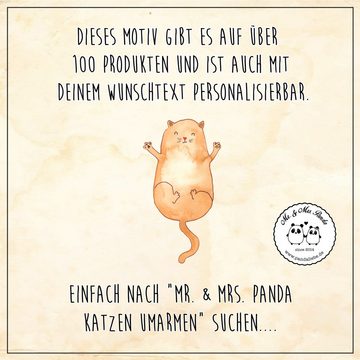 Mr. & Mrs. Panda Kosmetikspiegel Katze Umarmen - Gelb Pastell - Geschenk, Mieze, Mietze, niedlich, Cat (1-St), Passt in jede Tasche