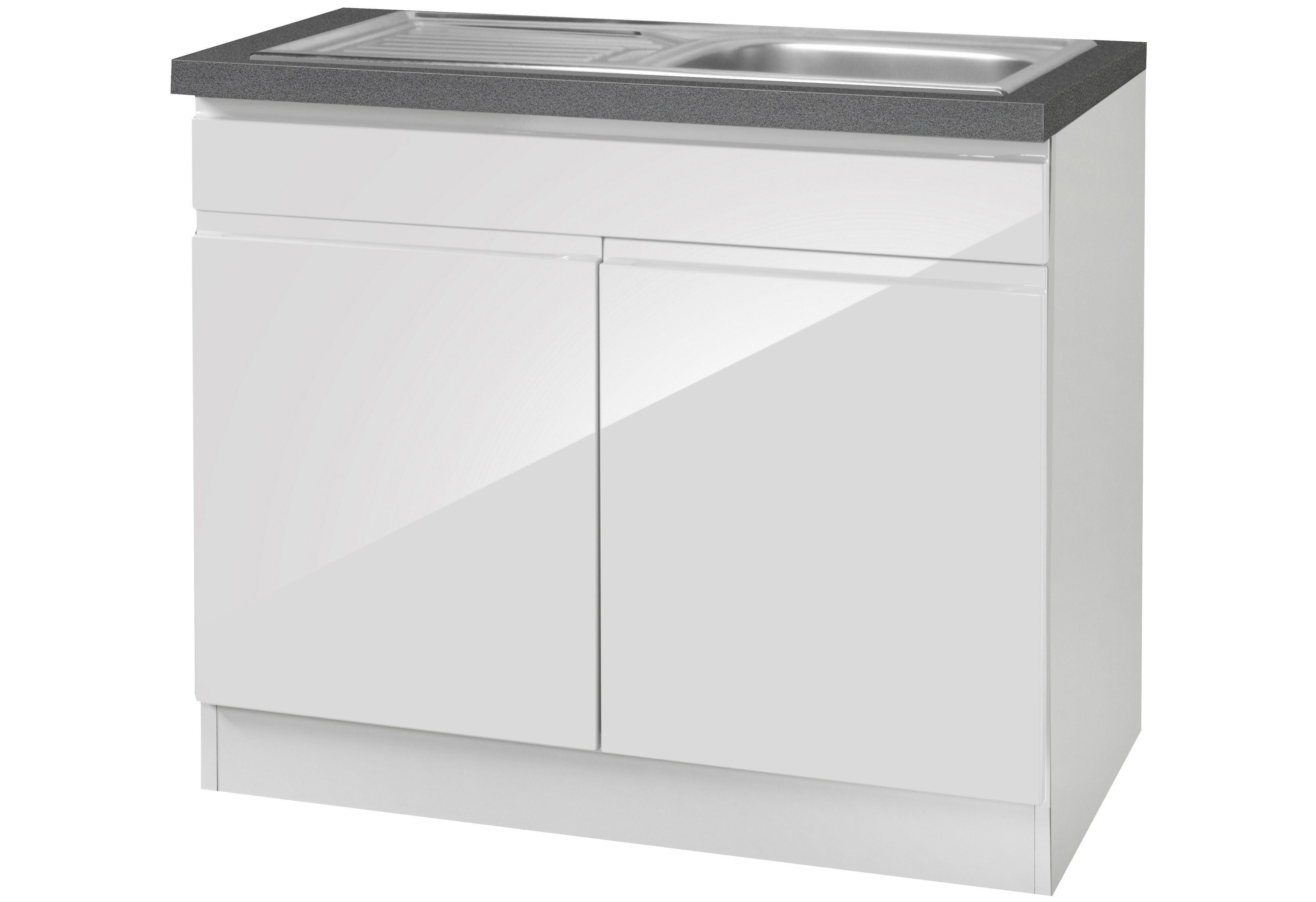 KOCHSTATION Spülenschrank KS-Virginia,neu in verbesserter Ausführung (Stauraum, Softclose, ohne Armatur) Breite 100 cm, inklusive Einbauspüle, Soft-Close