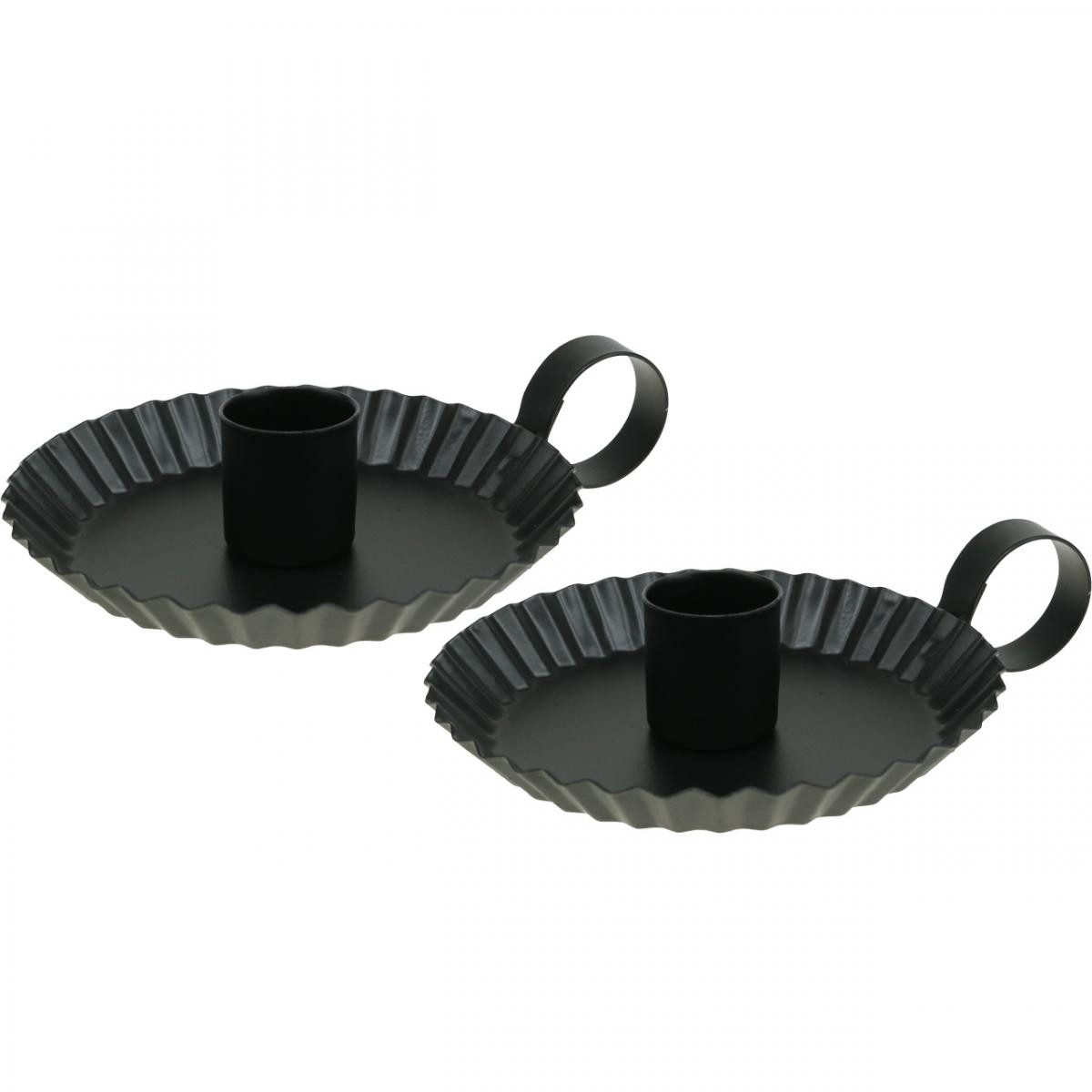 Florists Products Kerzenhalter Kerzenständer Schwarz Metall, Runde Stabkerzenhalter mit, 4 Stück