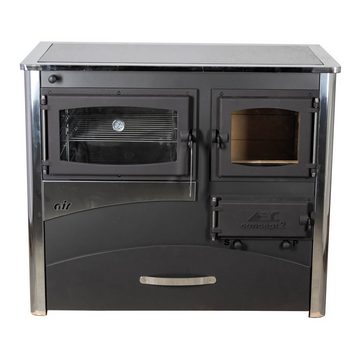 ABC Proizvod Kaminofen mit Backfach und Herdplatte Kochplatte Glaskeramik zum Kochen, 11,60 kW, Zeitbrand, Dauerbrand, mit Herdplatte aus Glaskeramik