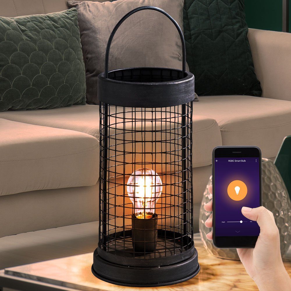 etc-shop App Gitter Sprach Tisch Home Leuchtmittel Neutralweiß, Leuchte Farbwechsel, dimmbar Tageslichtweiß, Smart Warmweiß, LED-Leuchte, Kaltweiß, Retro Smarte inklusive,