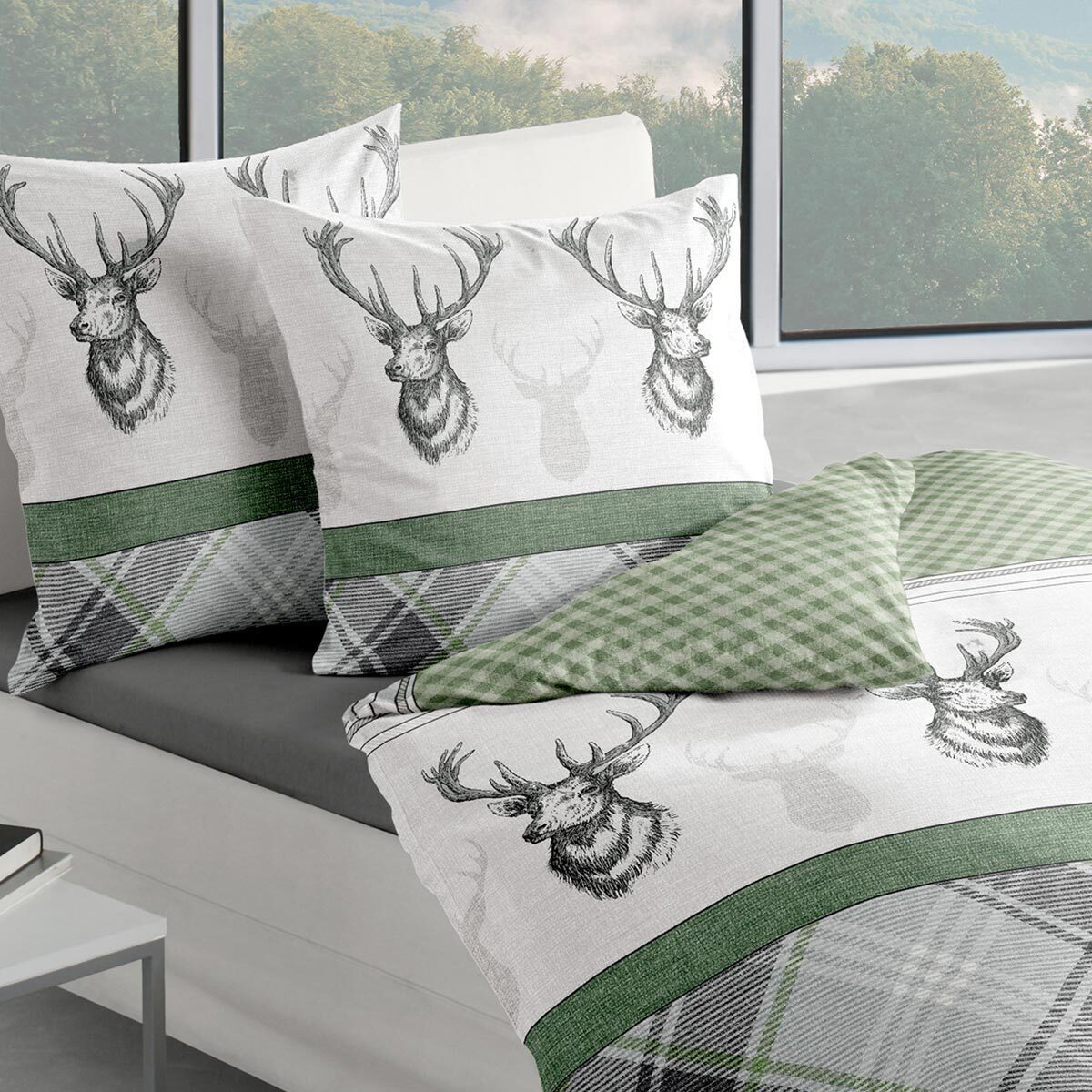 TRAUMSCHLAF Bettwäsche Hirsche, Biber, 2 teilig, Winterbettwäsche in warmer günstig online kaufen