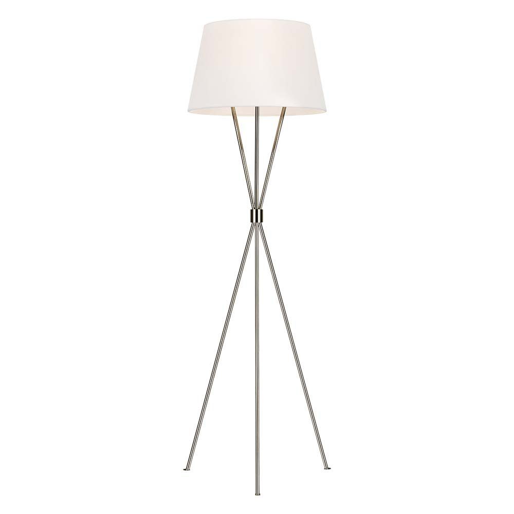 Elstead LIGHTING Stehlampe, Leuchtmittel nicht inklusive, Stehlampe Stehleuchte Wohnzimmerlampe Stahl Leinen Nickel H 139,7 cm 1