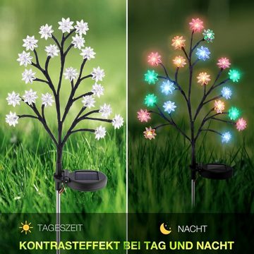oyajia LED Solarleuchte 2 x Lotus Flower Solarlampe für Garten, IP65 Solarbeleuchtung Bunt, LED fest integriert, bunt
