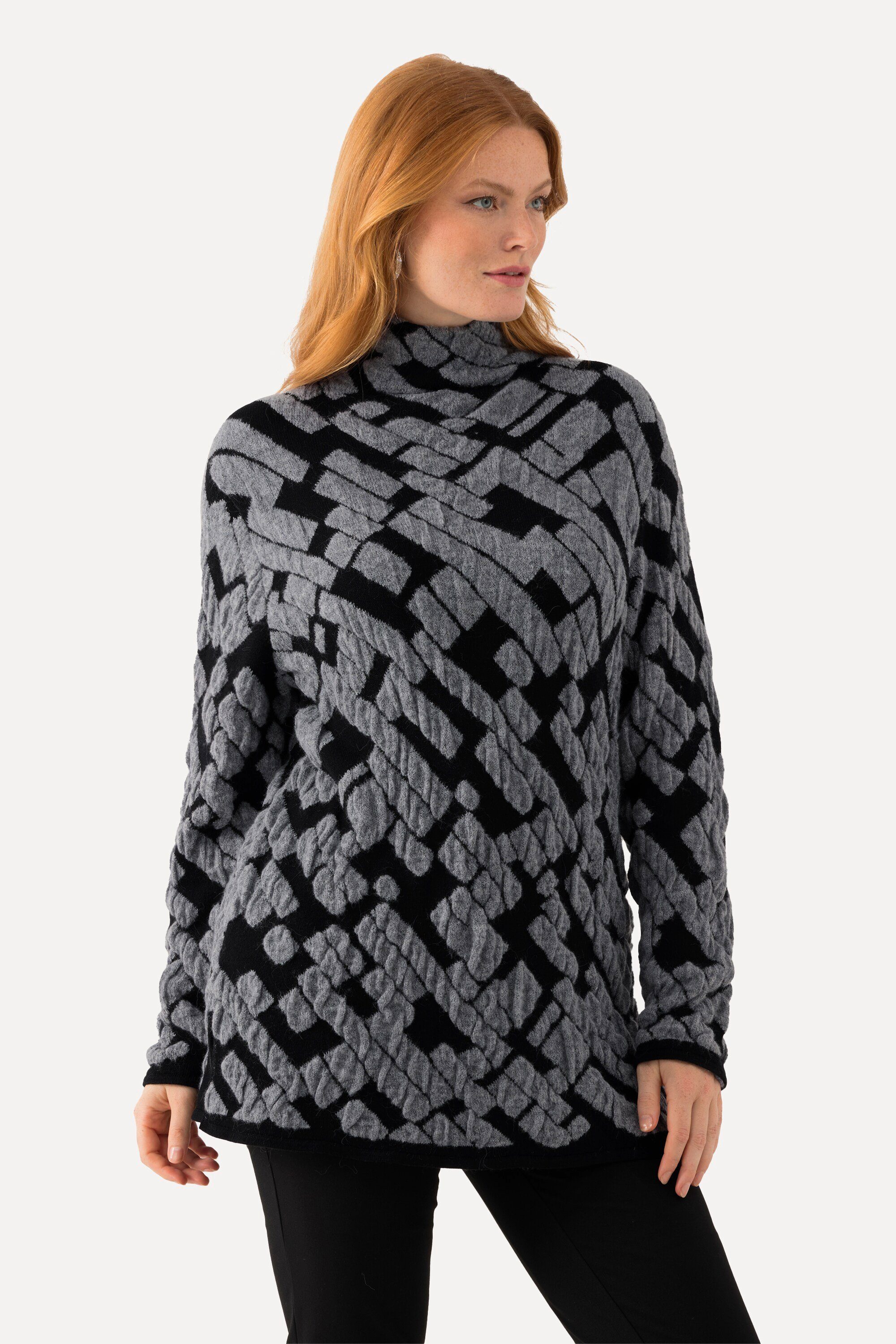 Ulla Popken Grote maten grote maten plussize chenille trui, oversized, opstaande kraag, lange mouwen, donkerviolet, 58/60 NL