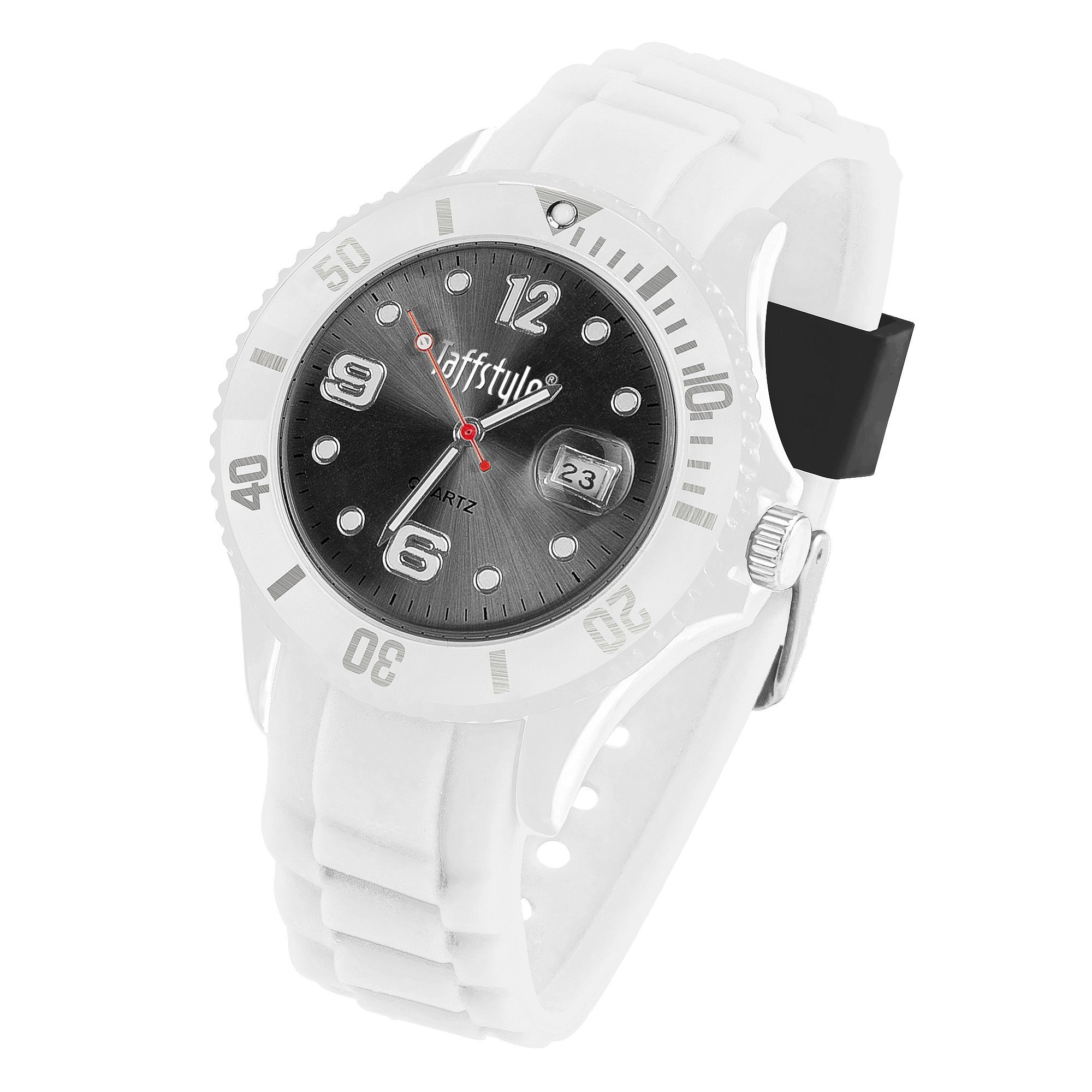 Damen Quarzuhr Schwarz Multifunktion Armbanduhr Anzeige Sportuhr Bunte Datum, Ziffernblatt Analog Quarz Wasserdicht Herren Uhr Taffstyle Weiß Silikon Farbige Quarzuhr Sport