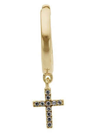 Firetti Single-Creole Schmuck Geschenk Gold 333 Ohrschmuck einzeln Kreuz, mit Brillant - Krappenfassung