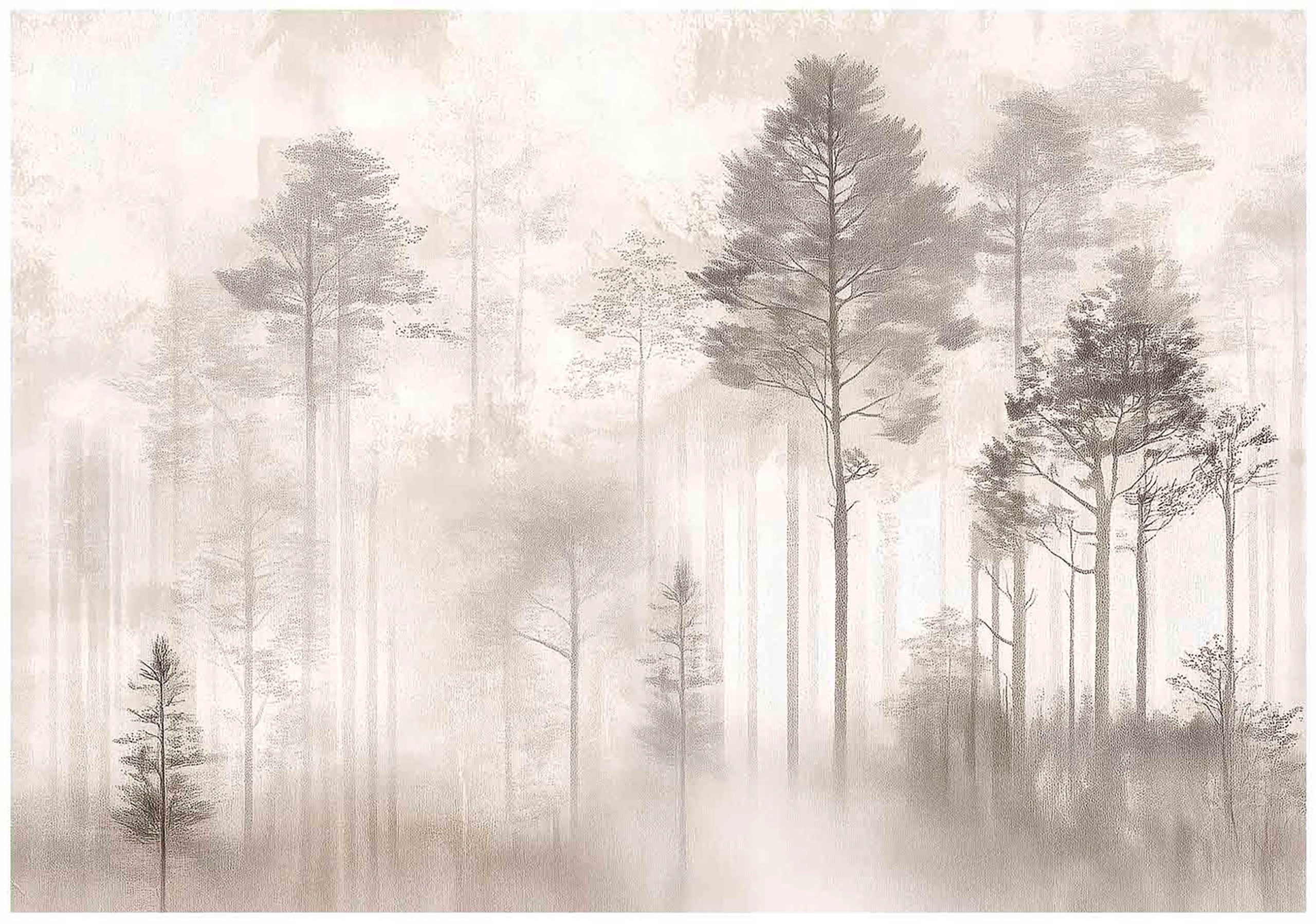 Wallarena Fototapete Vlies Wald Boho Bäume Natur Schlafzimmer, Wohnzimmer 400x280 cm, glatt, 400 x 280 cm