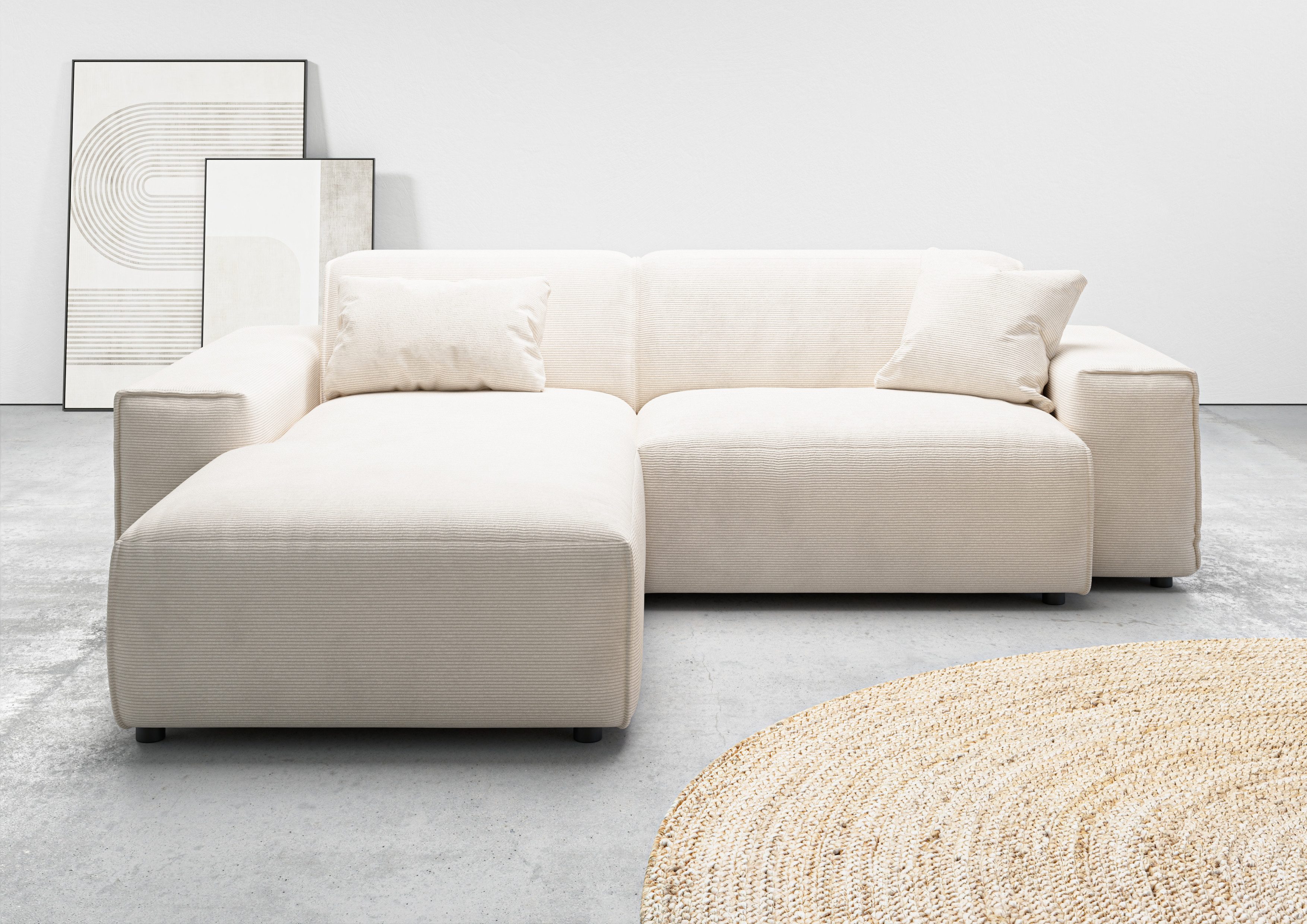 Home affaire Ecksofa Glimminge L-Form auch in Breitcord, Feincord + Easy care-Bezug, Breite 234, Zierkissen