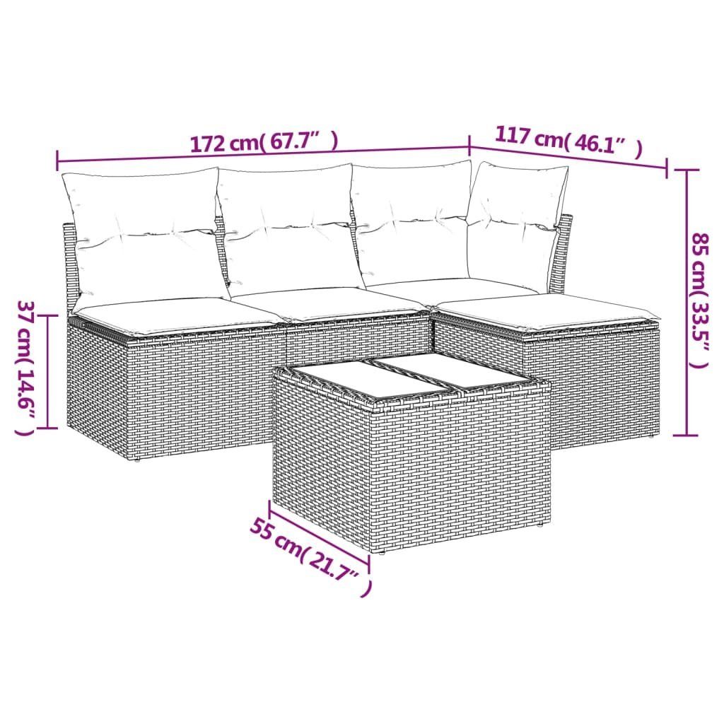 vidaXL Gartenlounge-Set 5-tlg. Garten-Sofagarnitur mit Kissen günstig online kaufen