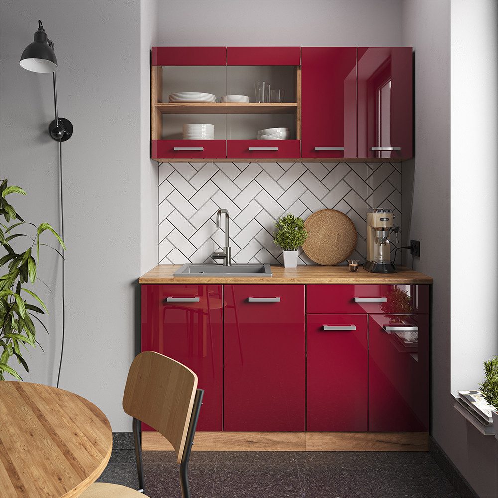 Vicco Hängeschrank R-Line, Rot Hochglanz, 29.6 x 59 cm Möbelfront für den Hängeschrank (1-St)