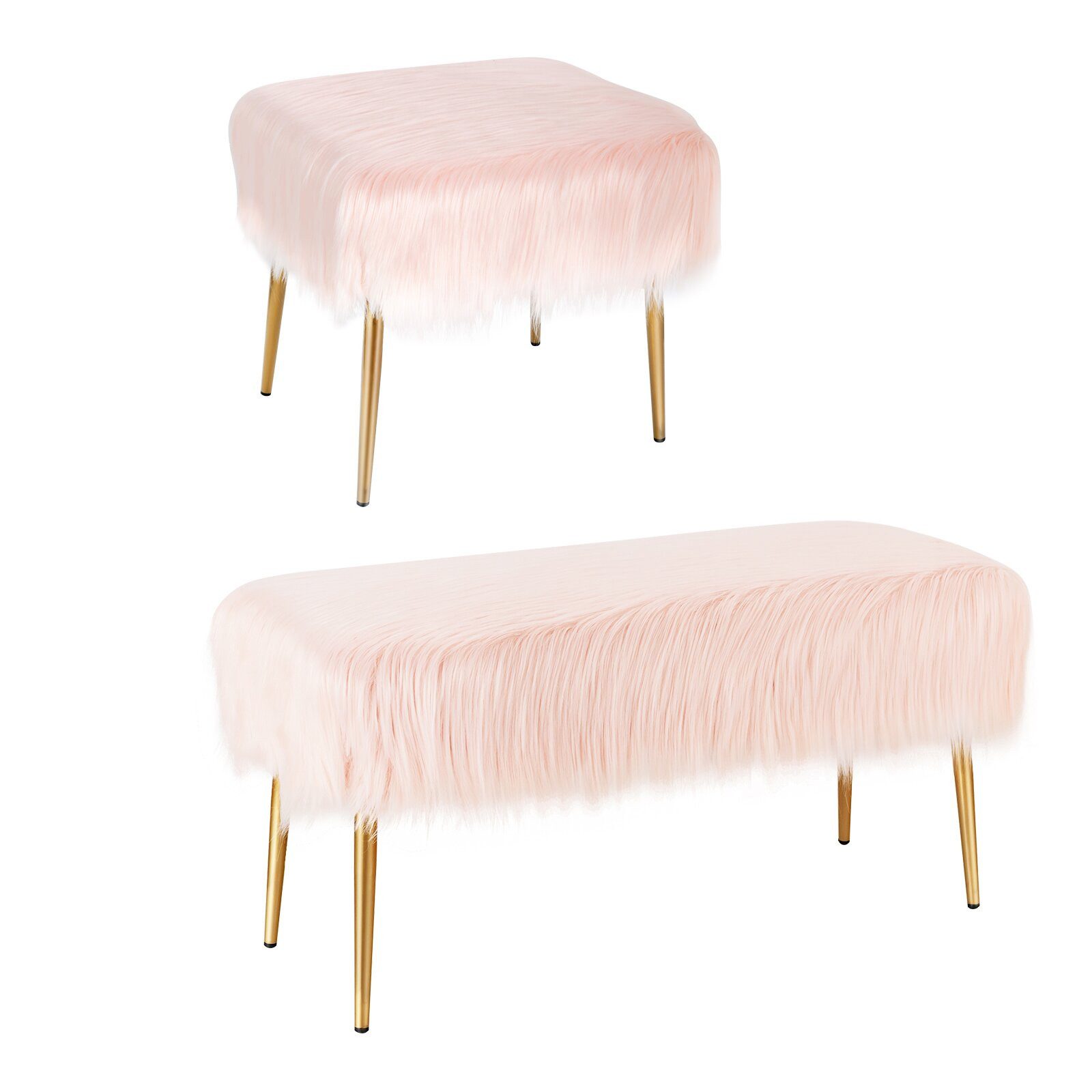 KOMFOTTEU Hocker Fellhocker, aus Kunstfell, rutschfeste Matte