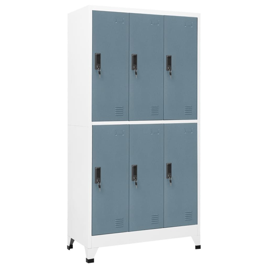 furnicato Spind Schließfachschrank 90x45x180 cm in Hellgrau und Dunkelgrau (1-St) Stabiler Spind mit Namensschildhaltern und Lüftungsschlitzen für Büro