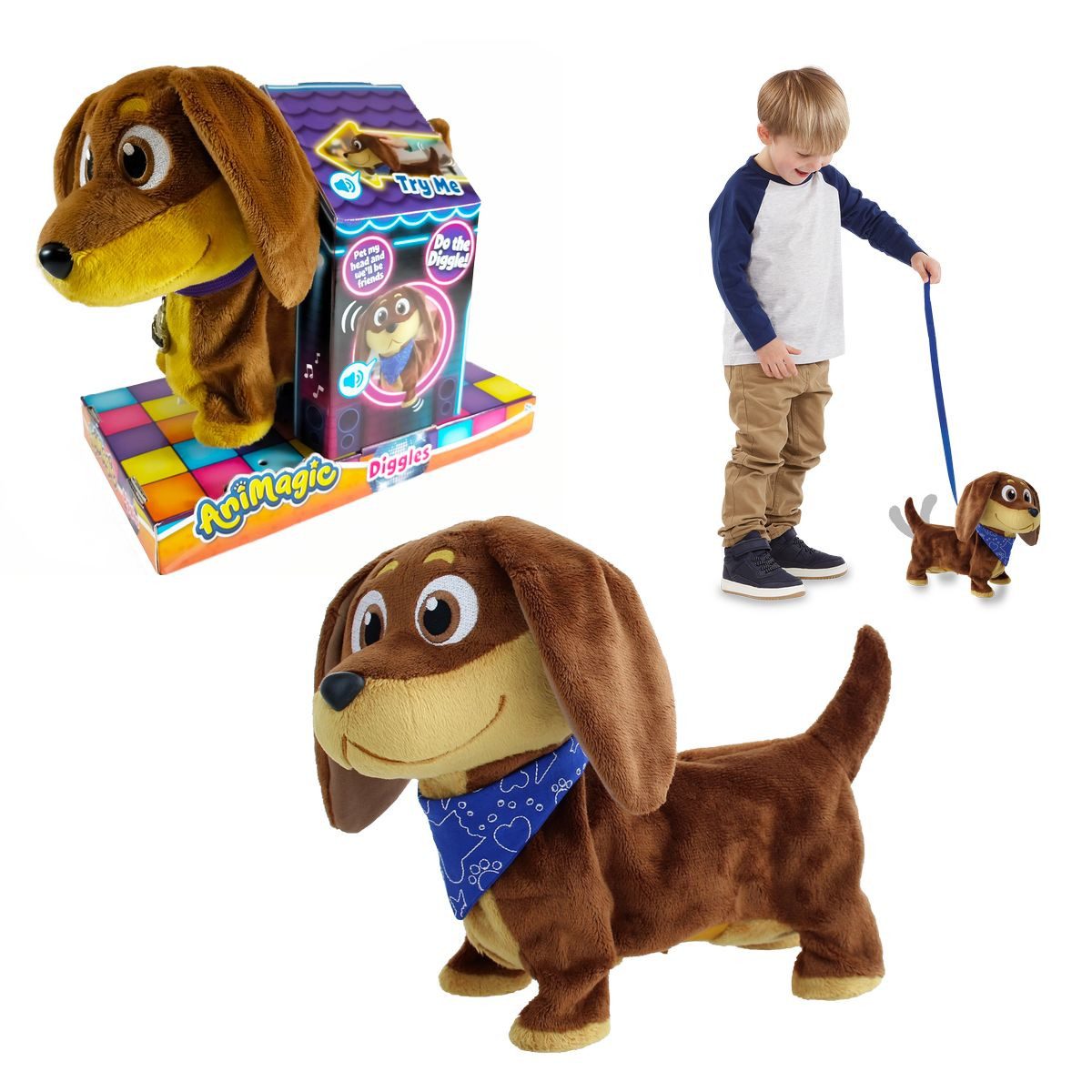 Goliath B.V. Plüschfigur Animagic Plüsch Dackel Diggles