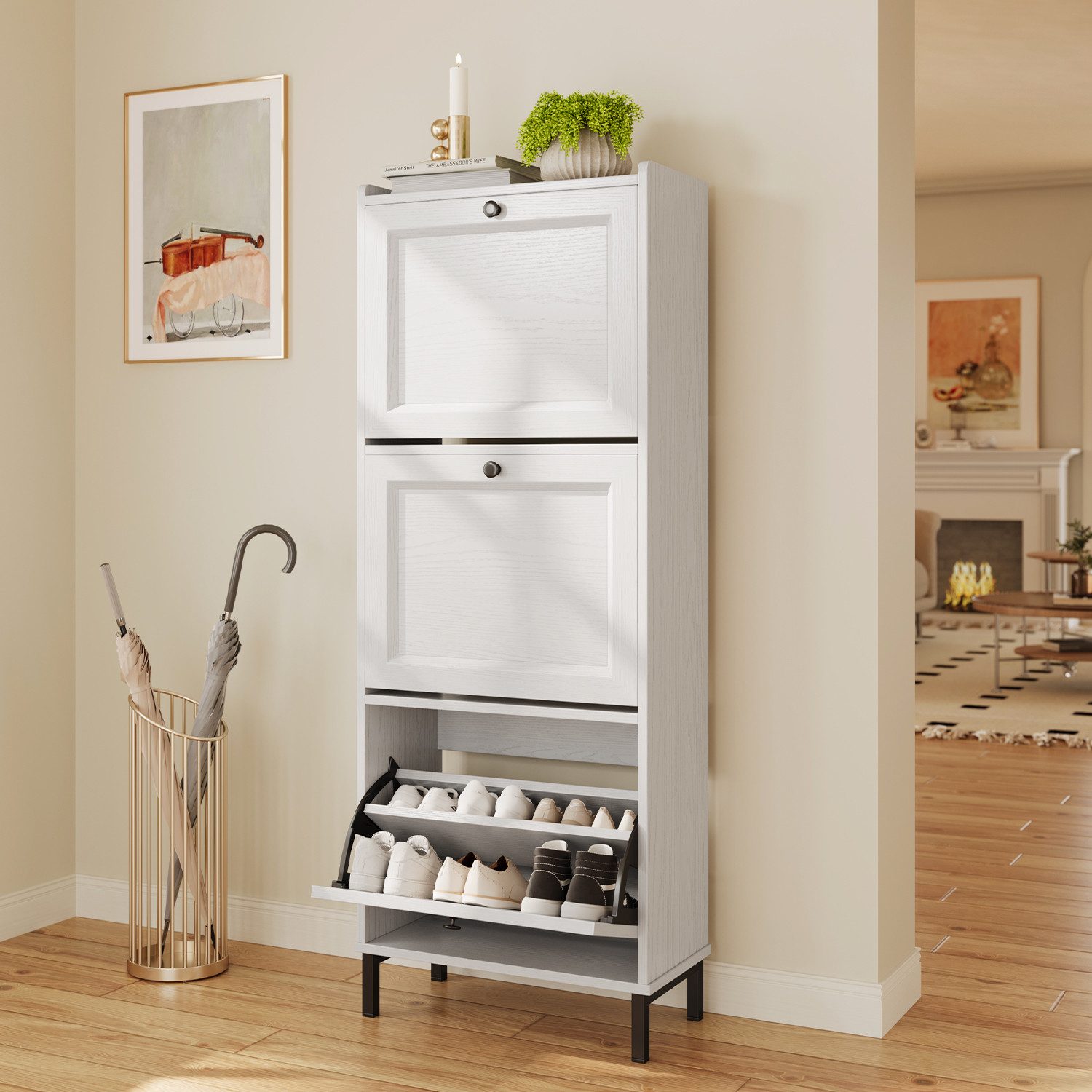 Bealife Schuhschrank Schuhregal Mit 3 Klappen, 118x50cm günstig online kaufen