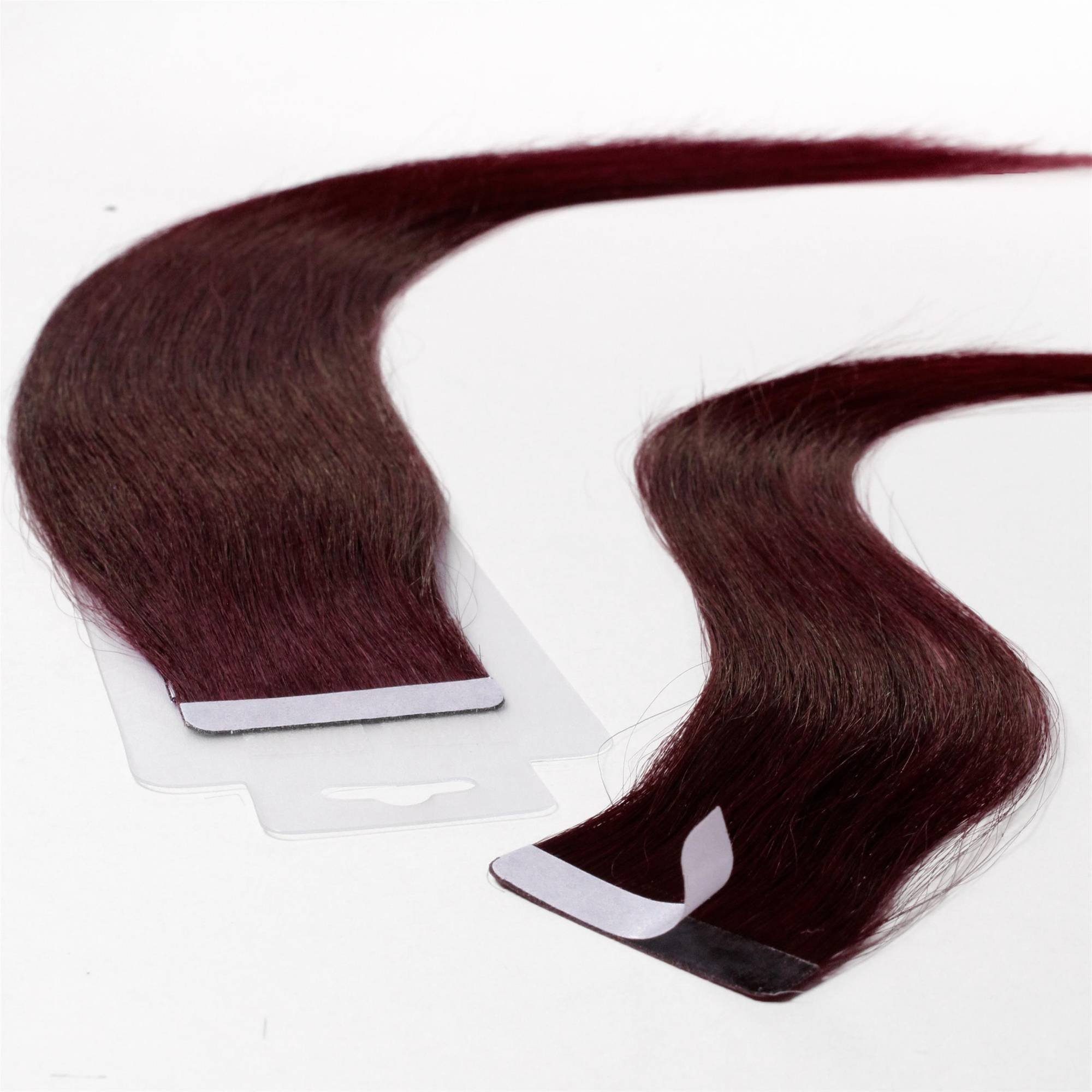 hair2heart Echthaar-Extension Tape Extensions glatt #55/66 Hellbraun Violett 40cm | Haarverlängerungen