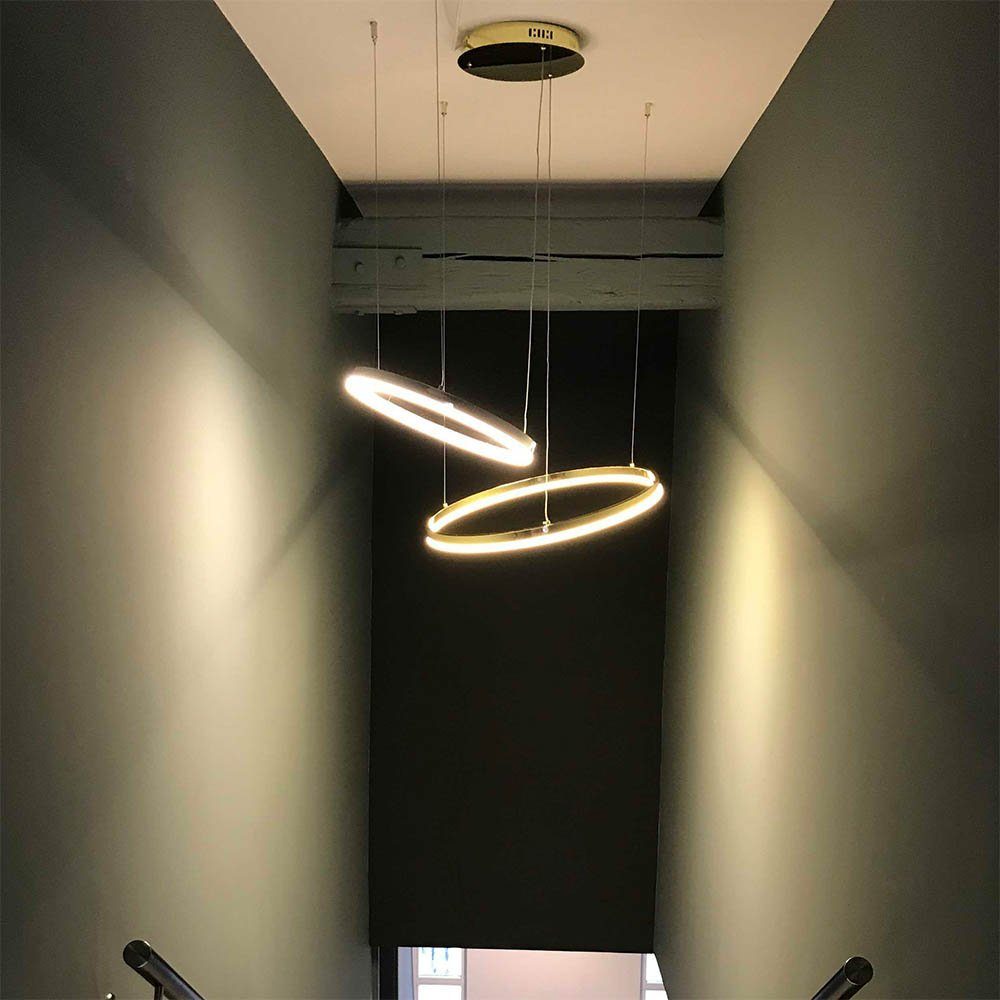 s.luce Pendelleuchte LED Hängeleuchte Chrom, Abhängung Ring 60 Warmweiß 5m