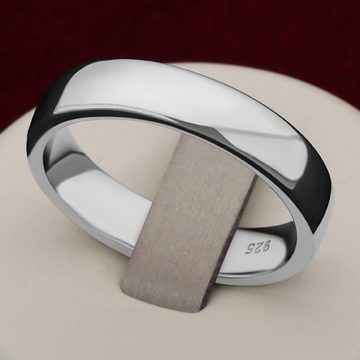 Tony Fein Silberring Ring Schlicht 5mm Rhodiniert Massive 925 Silber, für Damen und Herren