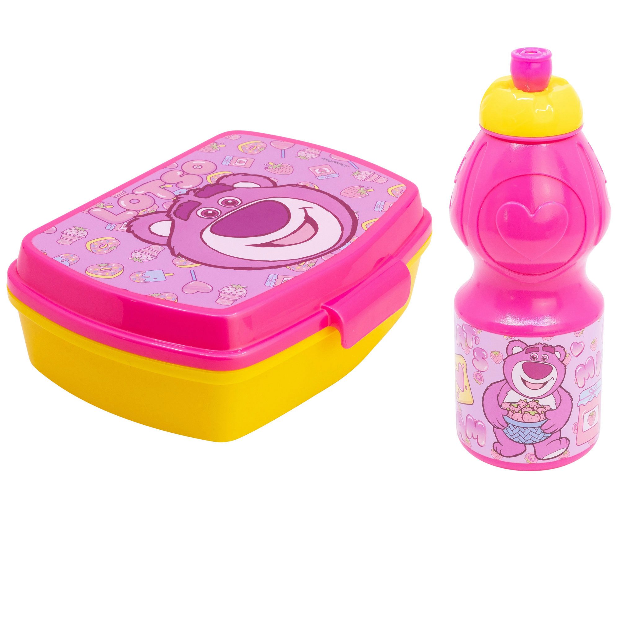 Disney Lunchbox Toy Story Lotso 2 tlg. Lunch Set Brotdose Trinkflasche 400 ml, (2-tlg., Spar-Set)