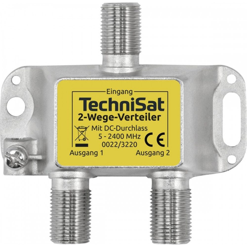 SAT-Verteiler Technisat 2-Wege Verteiler 2x DC für Sat-Anlagen.