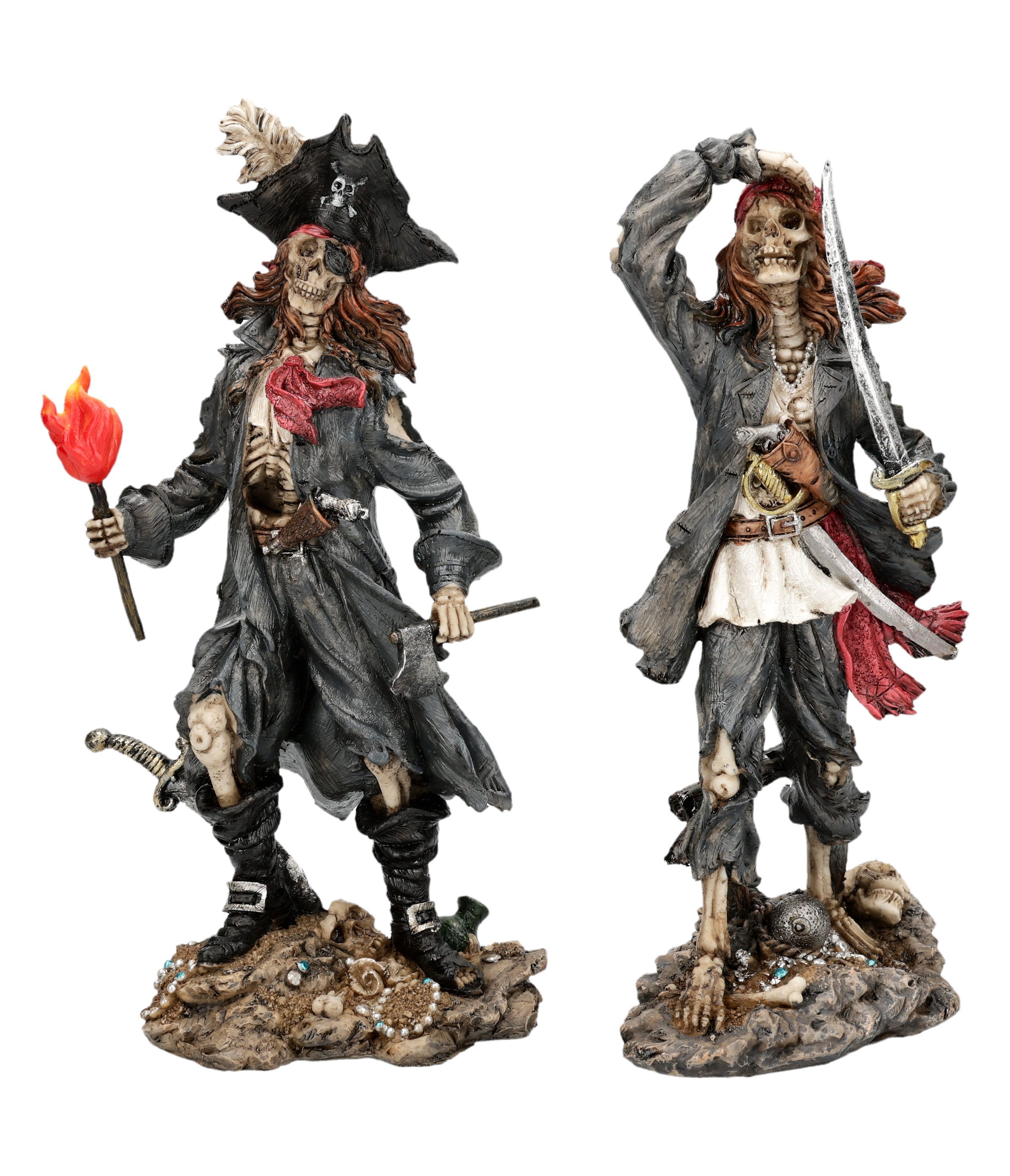 Dekofigur Skelett Piraten Figur – Grimhook & Deadbeard Statue 24.5 cm 2er Set