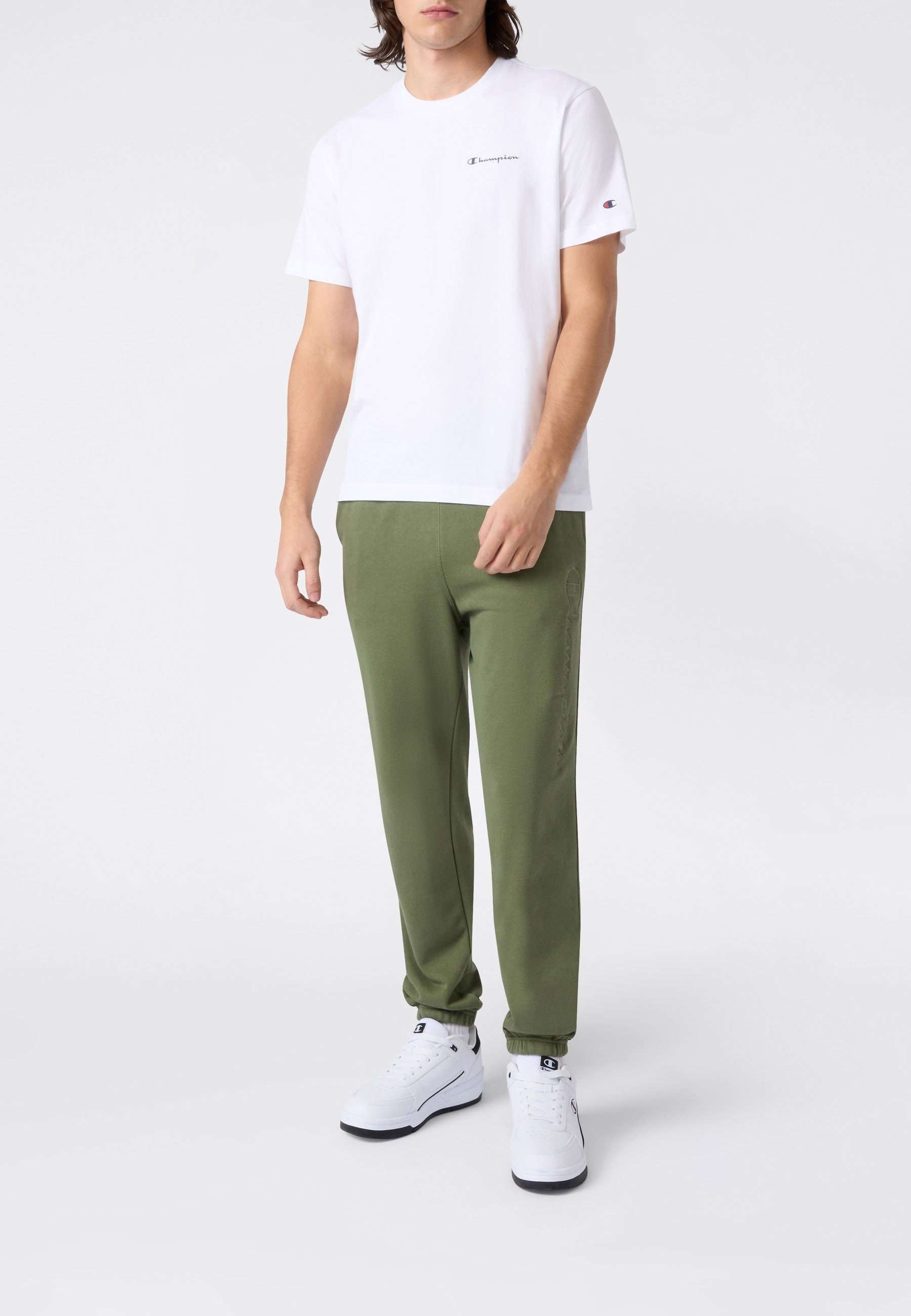 Champion Jogginghose ICONS Terry Elastic Cuff Pants Large Logo sportliche Jogginghose, aus Baumwolle und Polyester