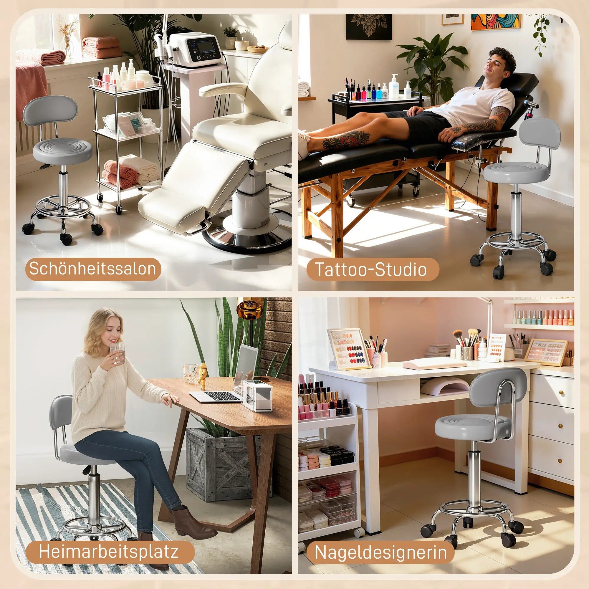 BlingBin Drehhocker Rollhocker höhenverstellbar Drehbar Salon Hocker mit Le günstig online kaufen