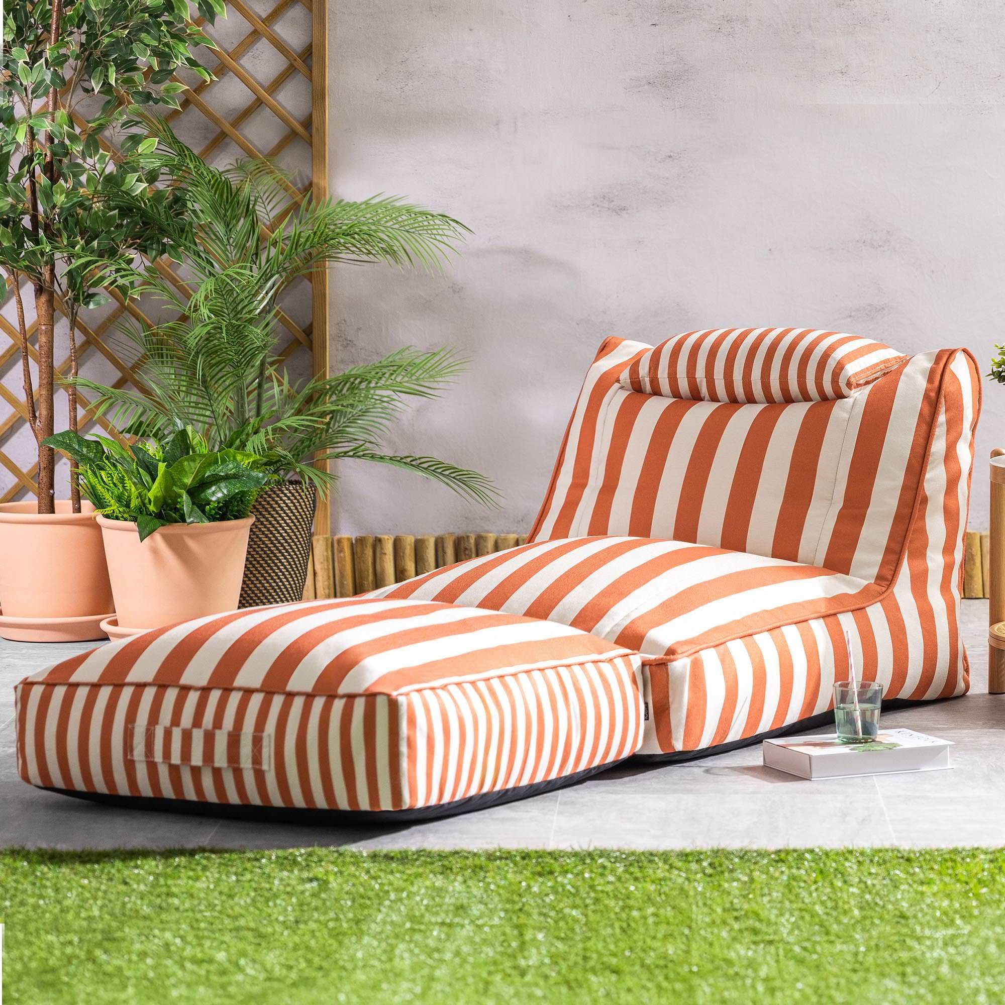 icon Sitzsack Liege aus Webstoff „Nova“, mit Bodenkissen (Spar-Set, 1 x Sitzsack, 1 x Bodenkissen), Made in Germany, UV-beständig, wetterfest