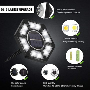 Zenoplige LED Solarleuchte 4er-Pack IP65-Gartenleuchten mit 12 LEDs für Außenbereiche, LED fest integriert, LED, IP67