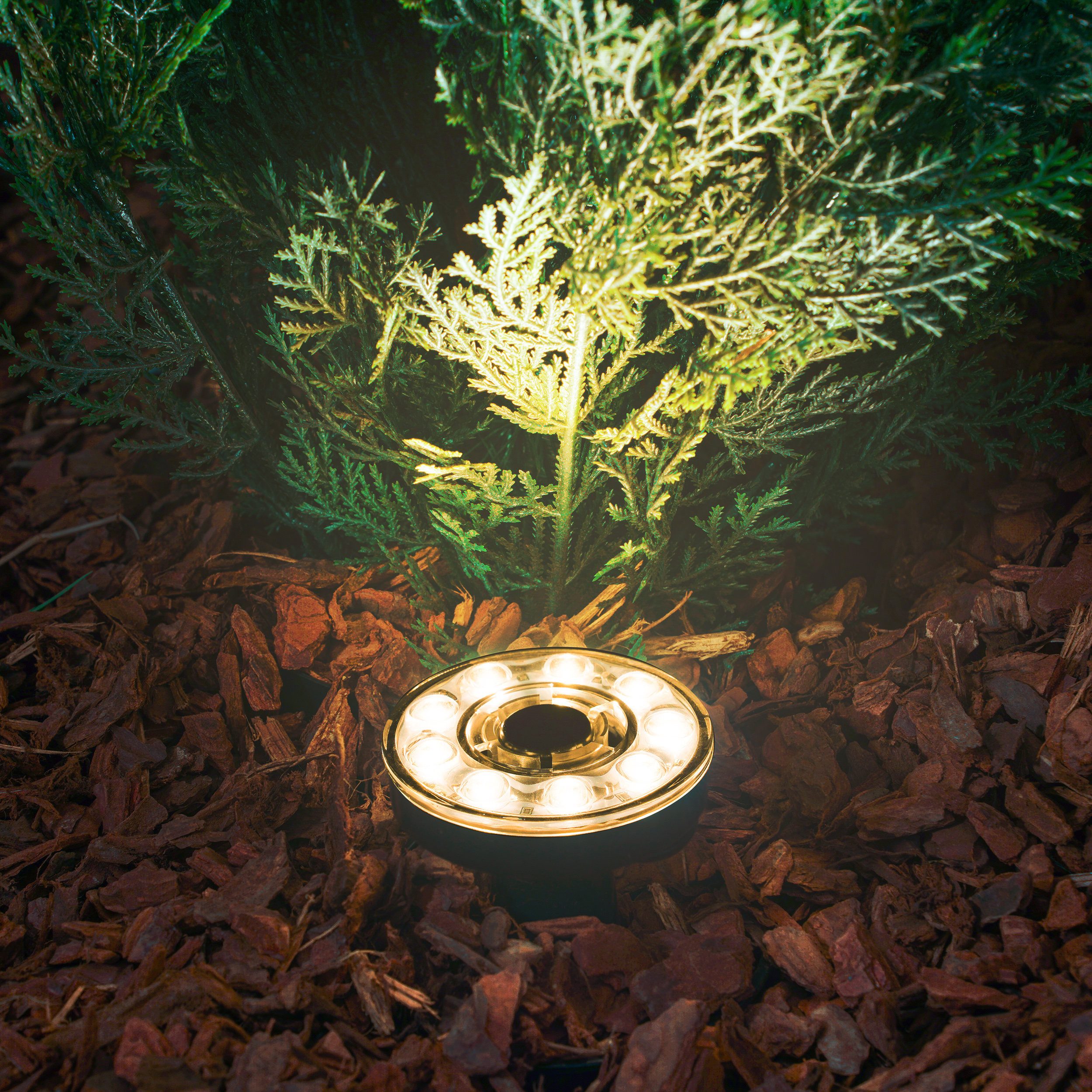 esotec Gartenstrahler Solar Über- und Unterwasserstrahler 3 SuperSpots 3000K warmweiß 101405, LED fest integriert