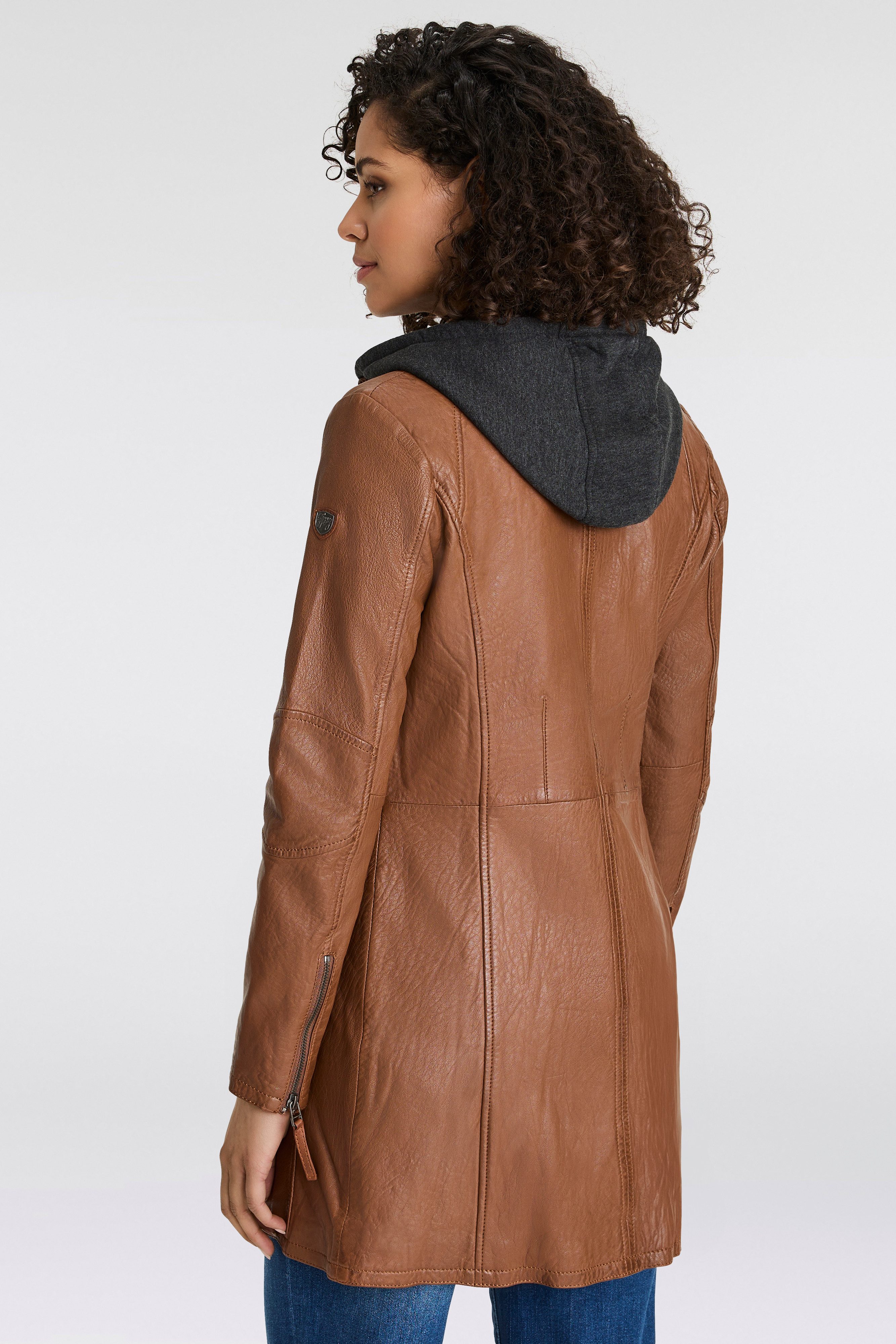 Mauritius Ledermantel Bente 2-in-1-Lederjacke mit abnehmbarem Kapuzen-Inlay günstig online kaufen