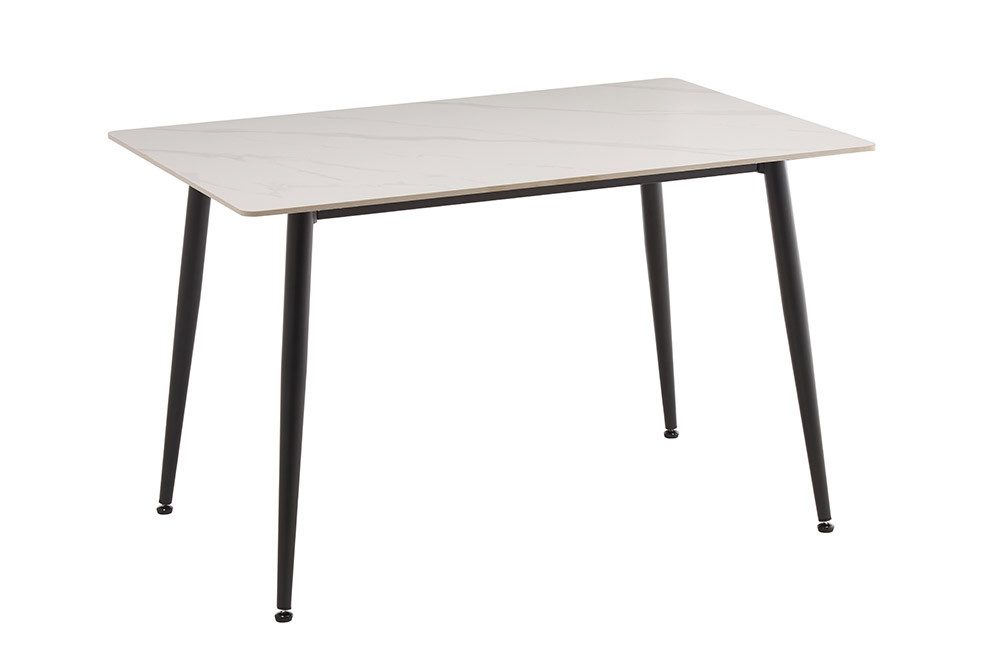 riess-ambiente Esstisch MILANO 120cm weiß/schwarz – Keramik, Metallgestell, Marmor-Design (Einzelartikel, 1-St), moderner Küchentisch mit 4 Plätzen – ideal für Küche oder Essbereich