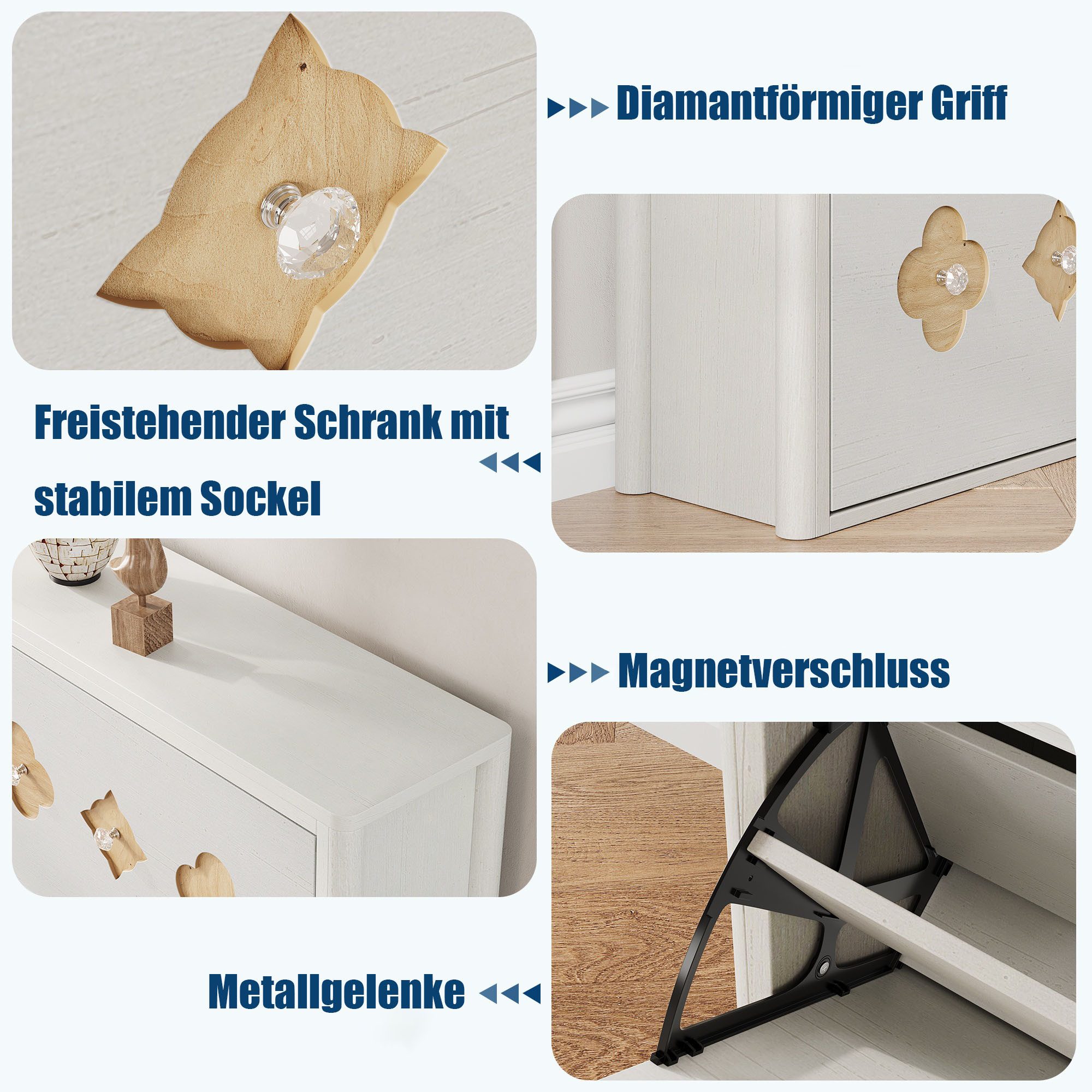 GarveeMore Schuhschrank Freistehend mit 4/6 Klappfächer Diamantgriff versteckt (1-St) mit Blumenmuster für 12 bis 36 Paar – Bild 5 von 5