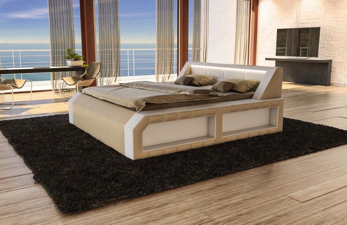 Sofa Dreams Boxspringbett Matera Kunstleder Bett mit LED-Beleuchtung Komplettbett, mit Matratze, mit Topper, gestepptes Kopfteil