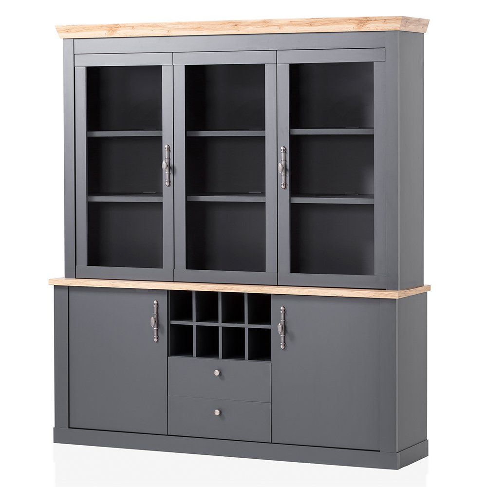 mit Buffet Lomadox Eiche CESENA-61 Wotan schrank cm anthrazit 184/205/44 Nb., in Landhaus