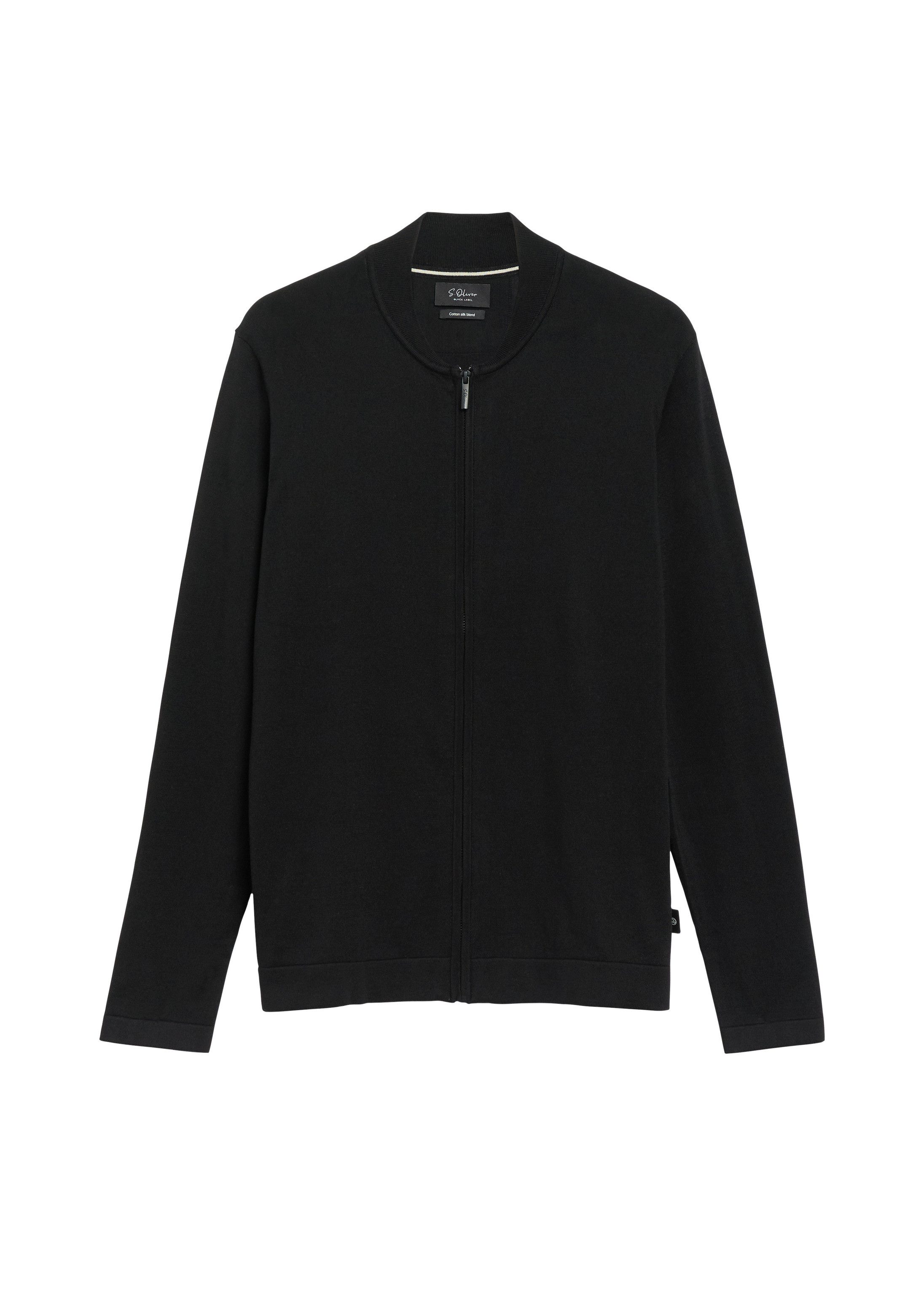 s.Oliver Cardigan Strickjacke Strickjacke im Blouson-Stil aus Baumwoll-Seiden-Mix