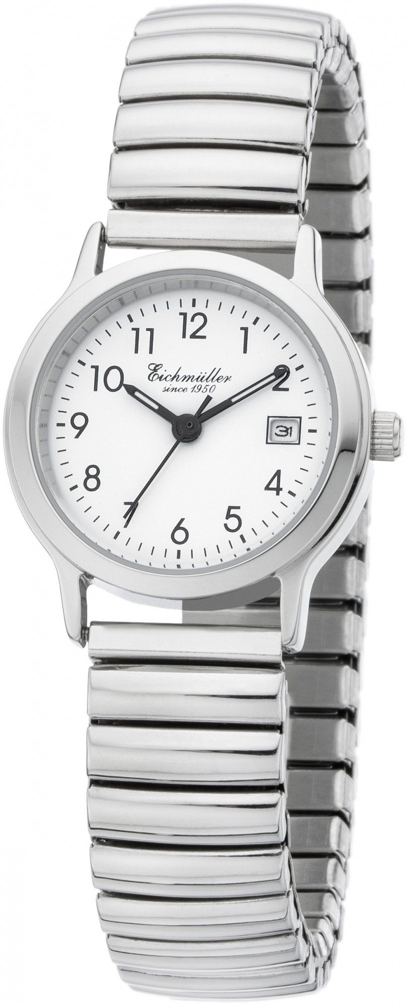 Eichmüller Quarzuhr Damenuhr 3057-01 Weiss Zugband poliert 26 mm