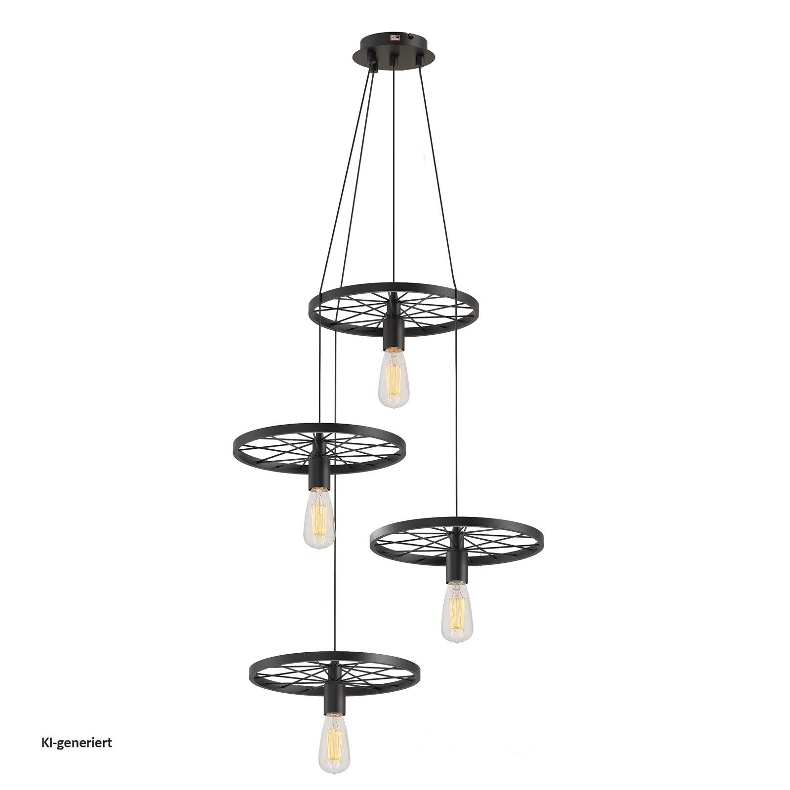 NOWA Pendelleuchte Pendelleuchte 4-flammig Spike, ohne Leuchtmittel, Deckenlampe Fahrradoptik Industrial