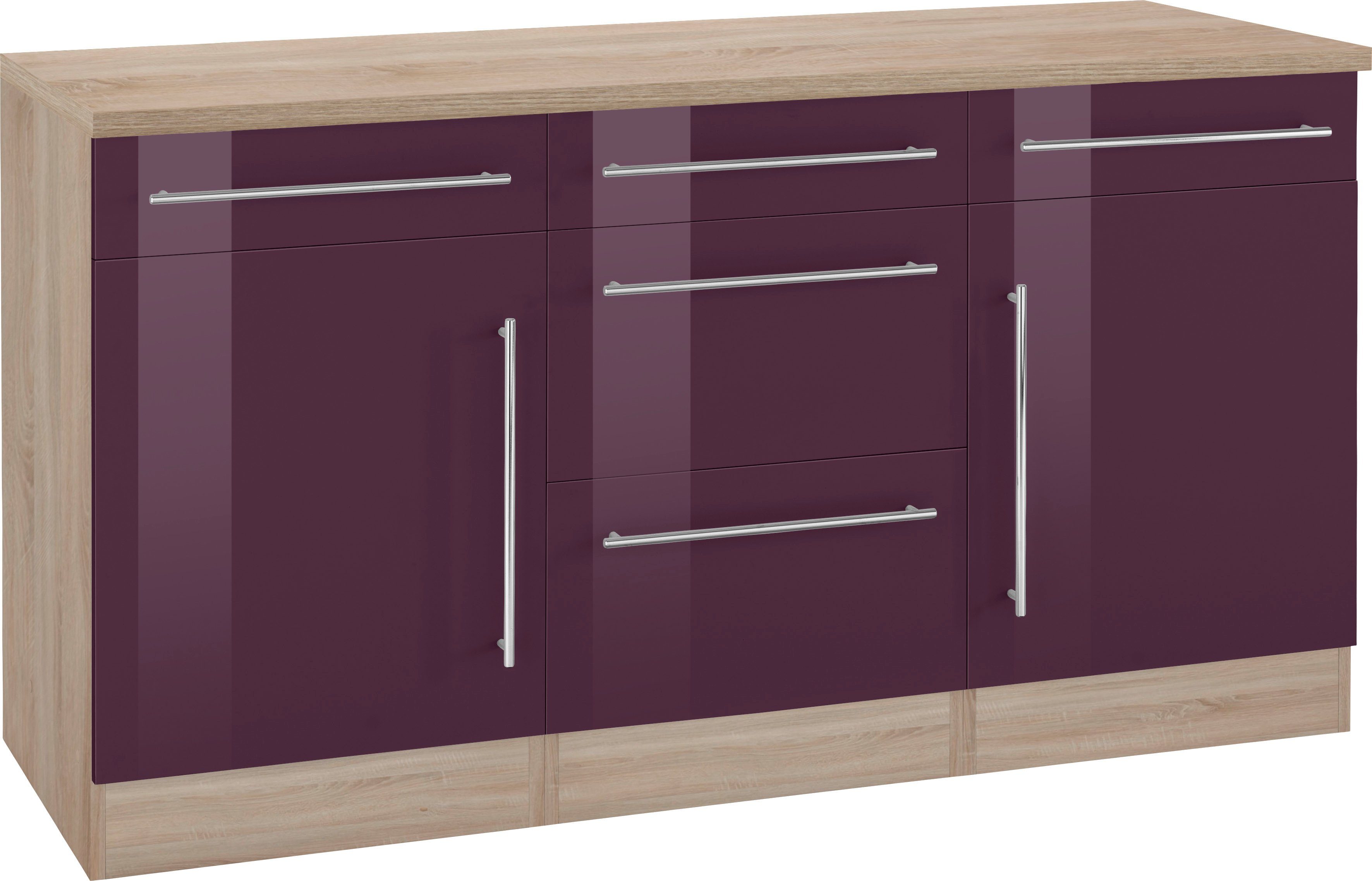 aubergine | Unterschrank eiche 150 HELD cm Samos Hochglanz Breite sonoma MÖBEL