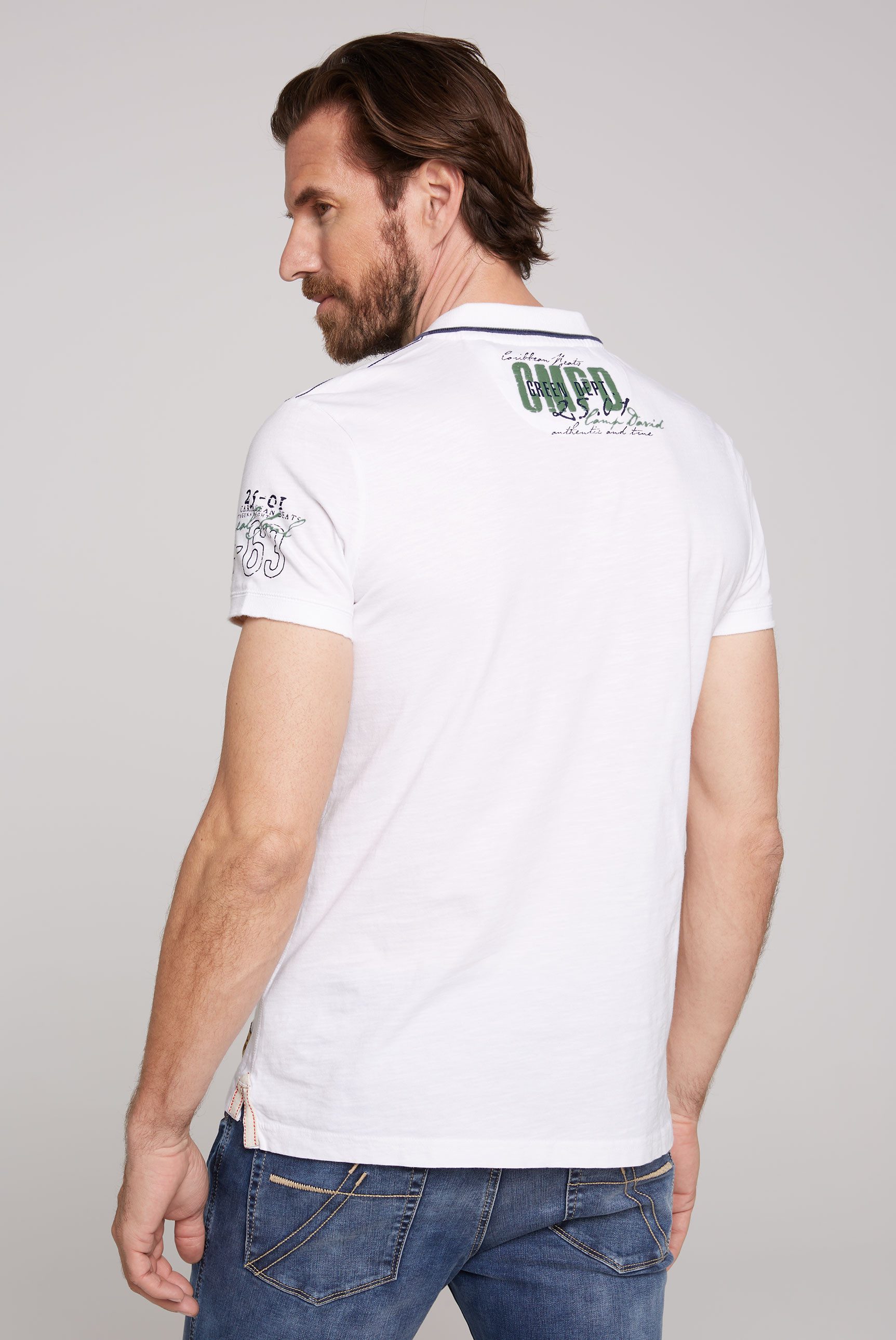 CAMP DAVID Poloshirt mit Front- und Backprint günstig online kaufen