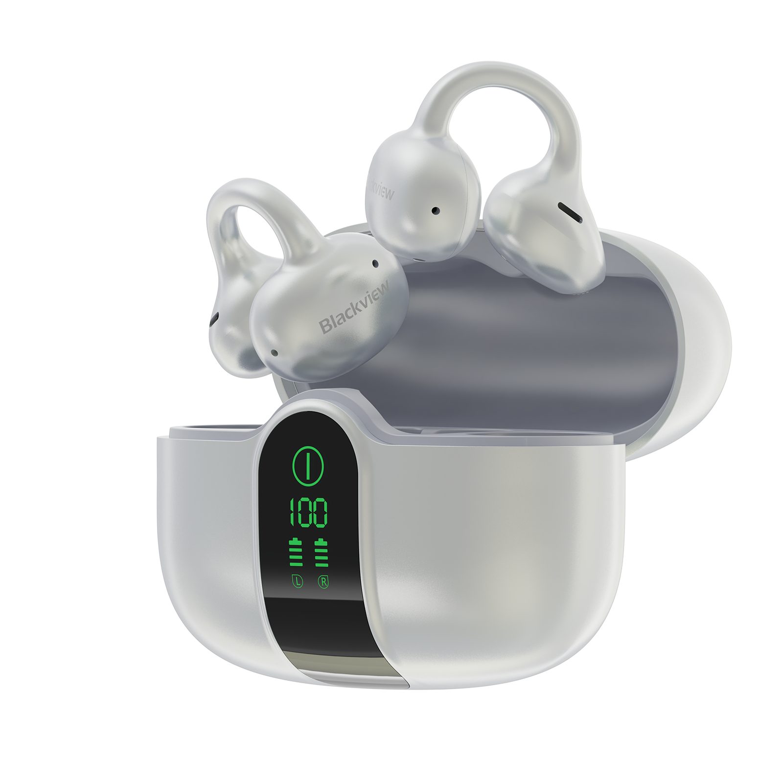 blackview Bluetooth 6.0-Sportkopfhörer AirBuds 15 Bluetooth-Kopfhörer 30h Akku Open-Ear-Kopfhörer (Bluetooth, mit Ohrclip Design, in neuartigem Kugeldesign,Bluetooth 6.0, IPX5)