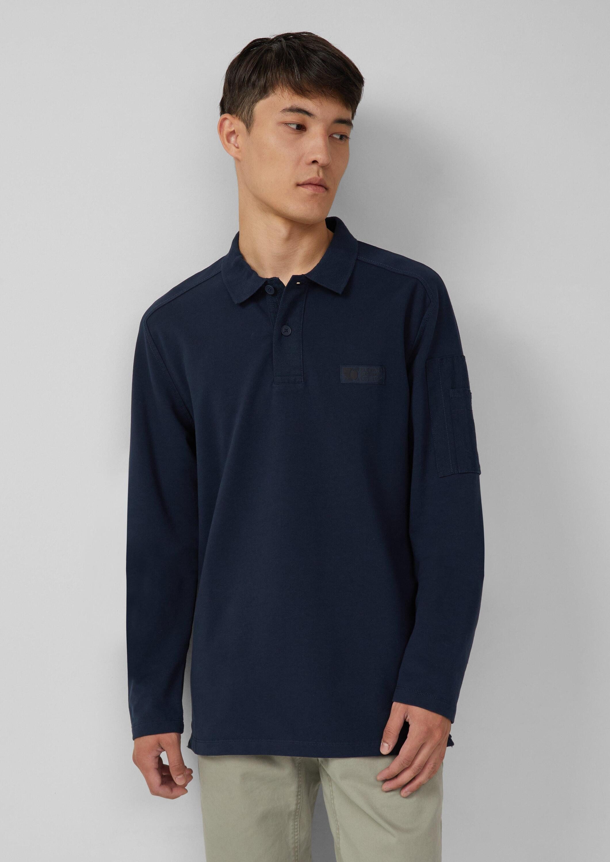 s.Oliver Langarmshirt Polo-Shirt Poloshirt im Fabricmix aus leichter Sweatware