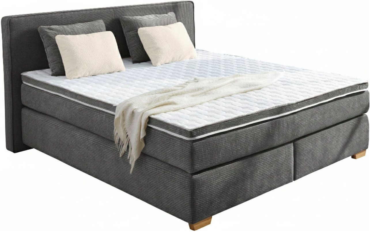 Jockenhöfer Gruppe Boxspringbett Ronja, inkl. 7-Zonen-TTFK-Matratzen, Kaltschaum-Topper, inkl. 4 Kissen, 180x200 cm, verschiedene Härtegrade wählbar