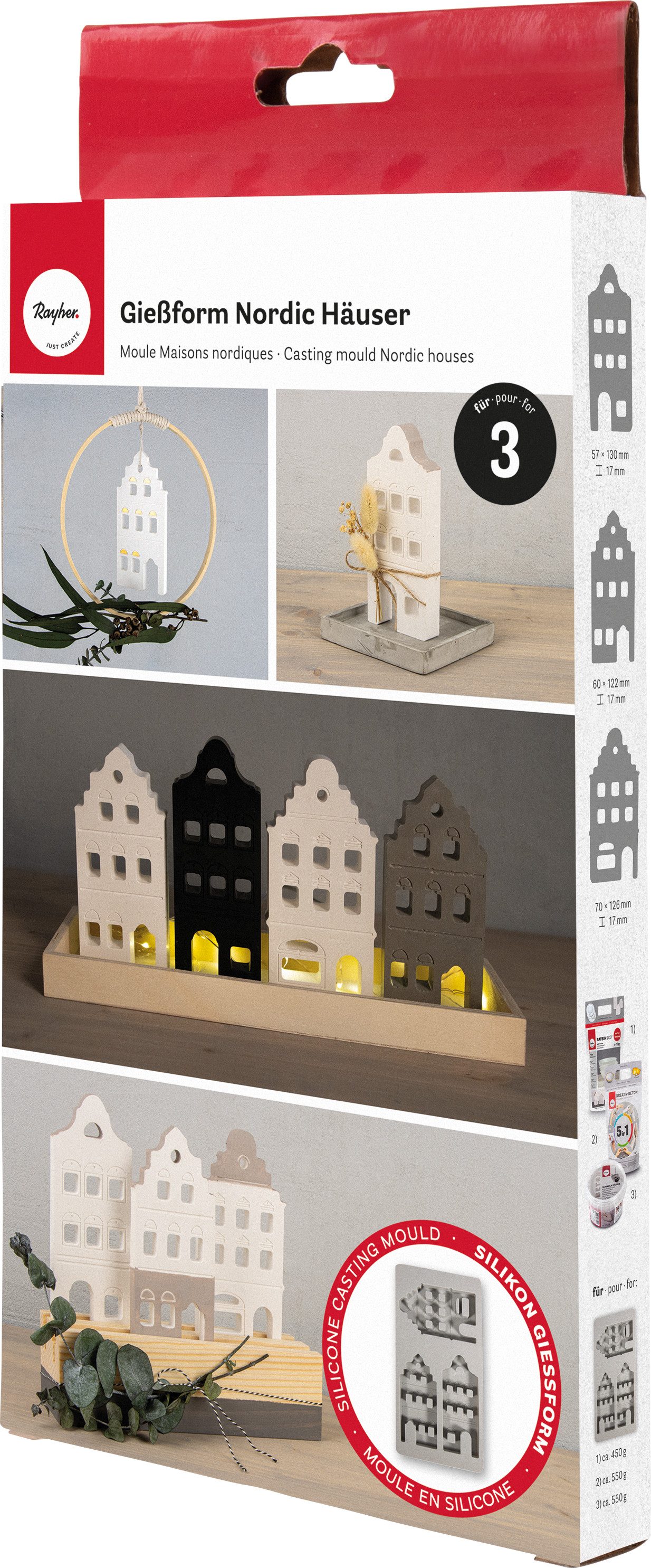 Modellierwerkzeug Silikon Gießform 'Nordic Häuser'