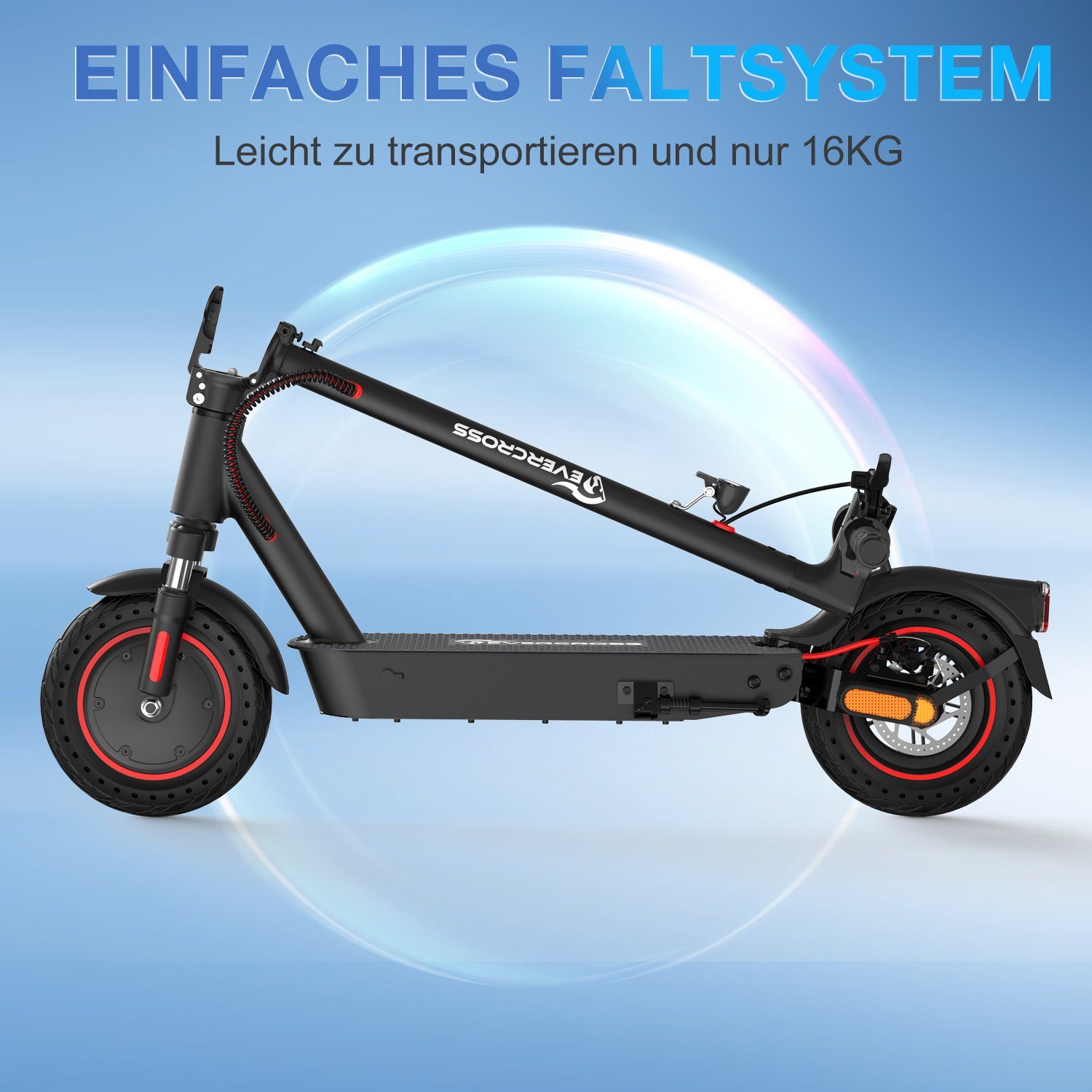 Evercross E-Scooter, mit Straßenzulassung mit max 35km Max app ABE Schwarz 20km/h Mit E-roller